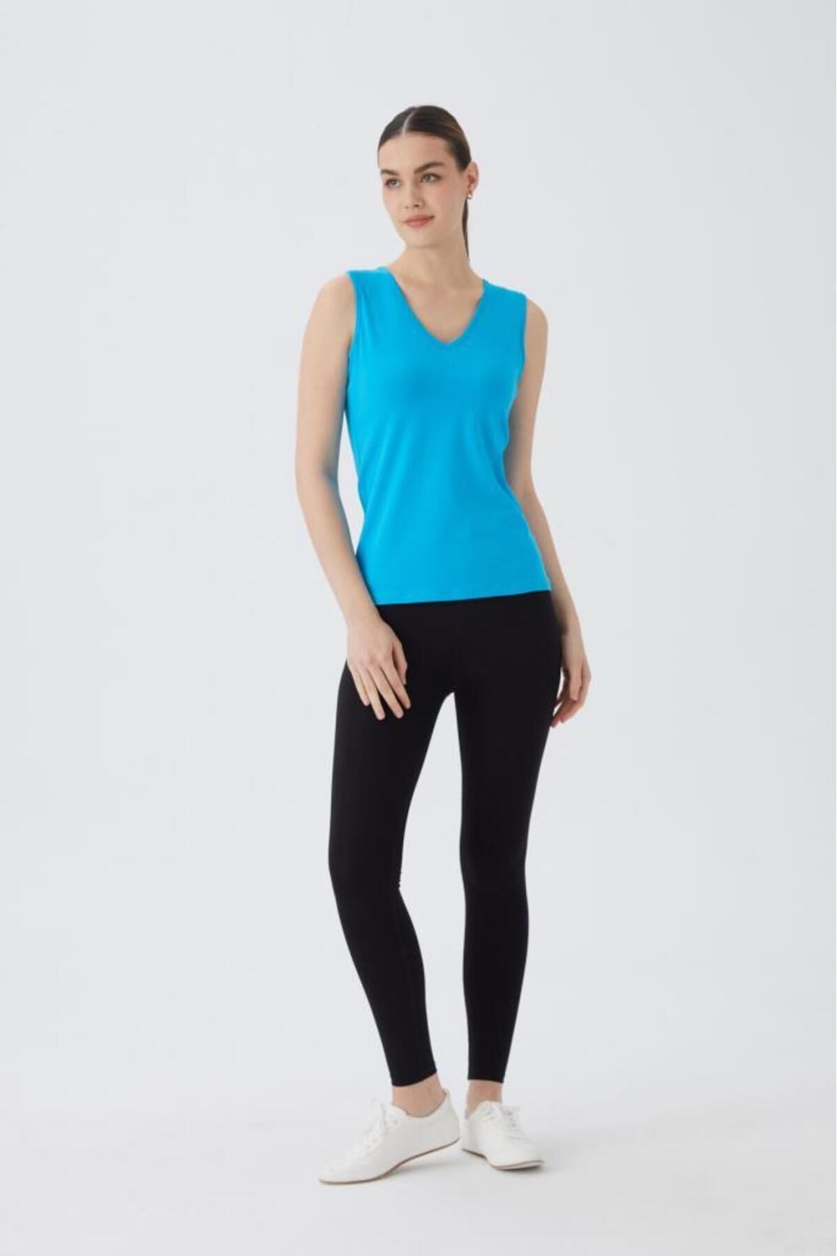 Almila-V-Neck Sleeveless Cotton Lycra Women's Bodysuit - 2050 4