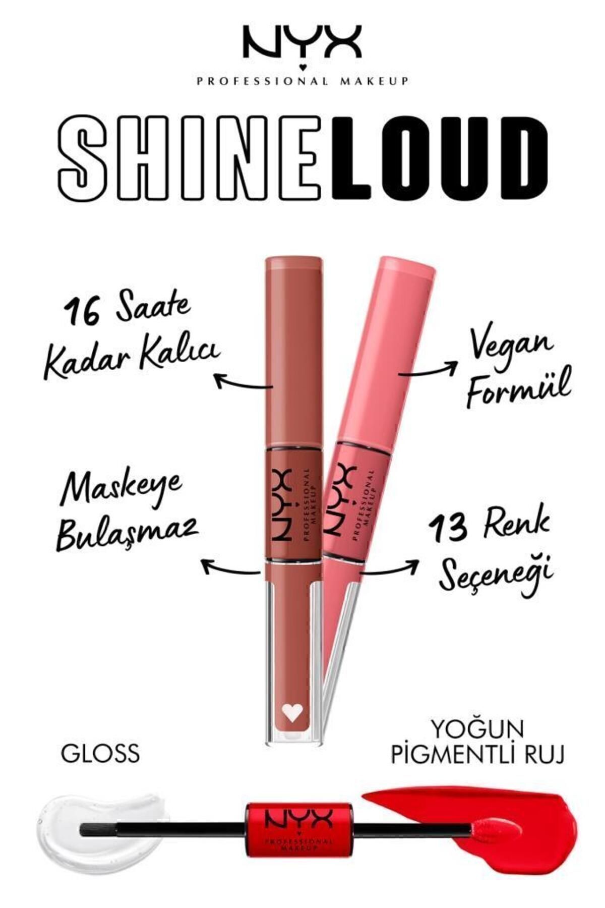 NYX Professional Makeup Shine Loud High Shine Lip Color Ambition Statement - Dudak Parlatıcısı-5