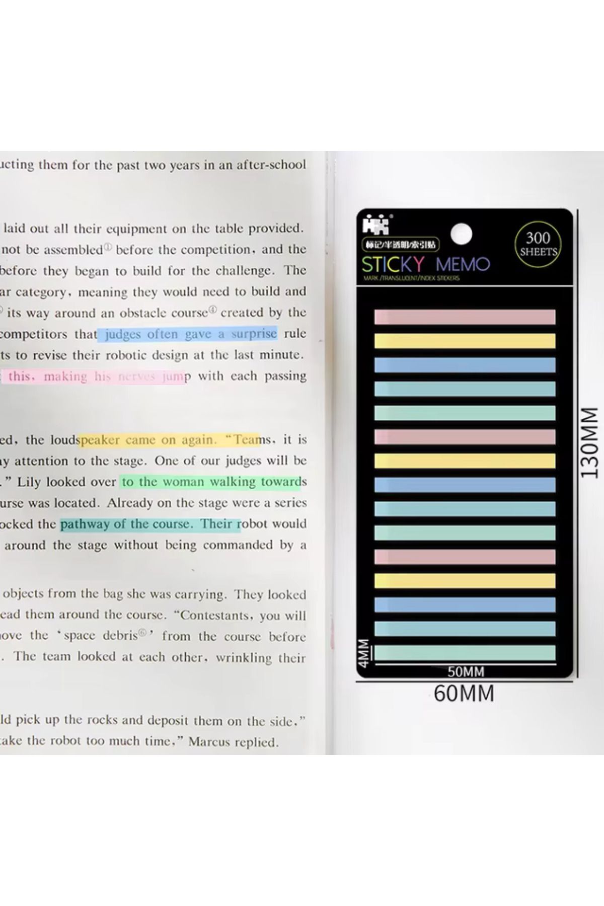 NaSaDAN-900 Sheets Stripe Transparent Sticky Postit Note Paper 3 Pack 2
