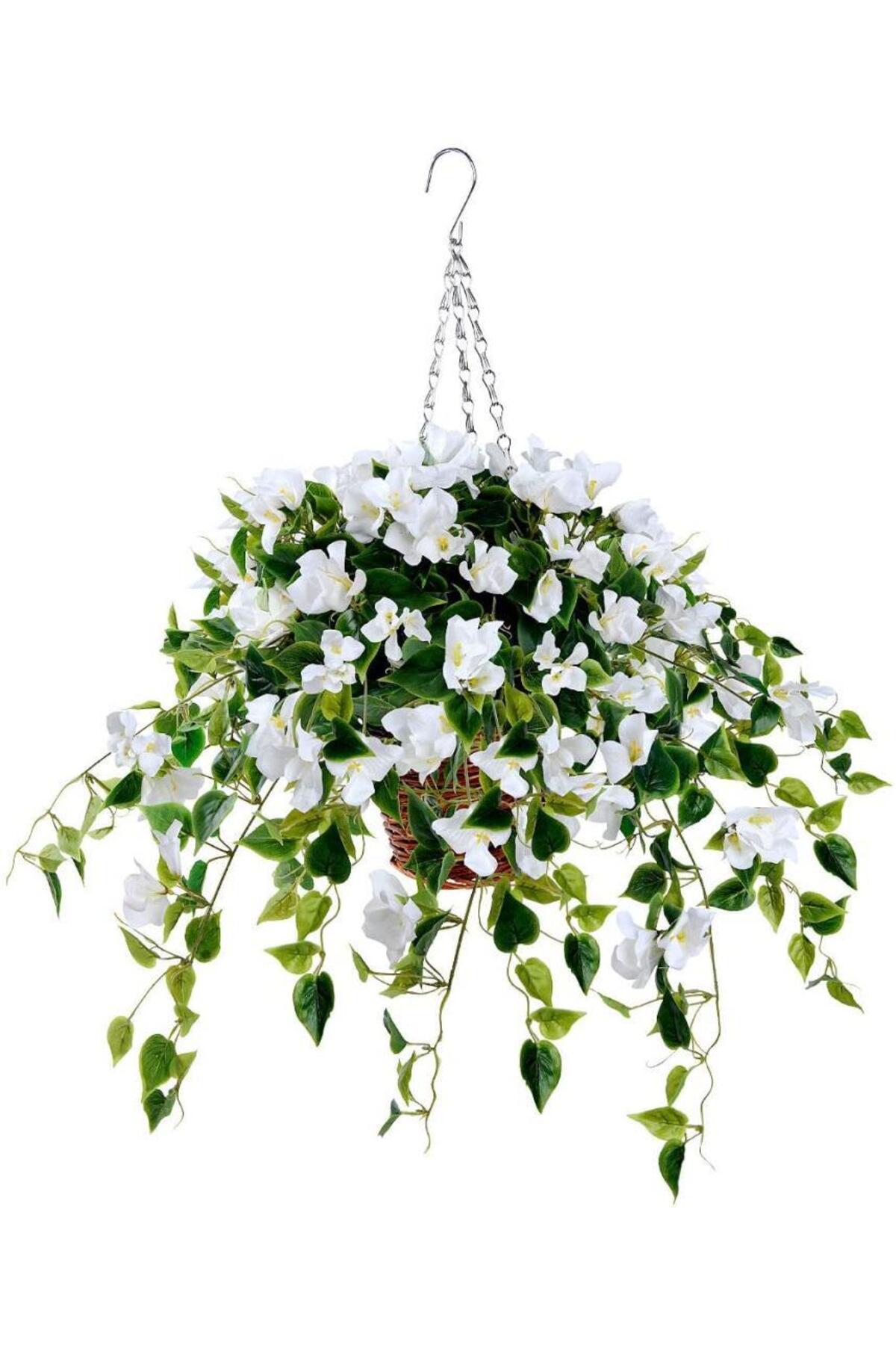 Artificial Flower Pendulum Basket Begonvil Bodrum Flower Basket White