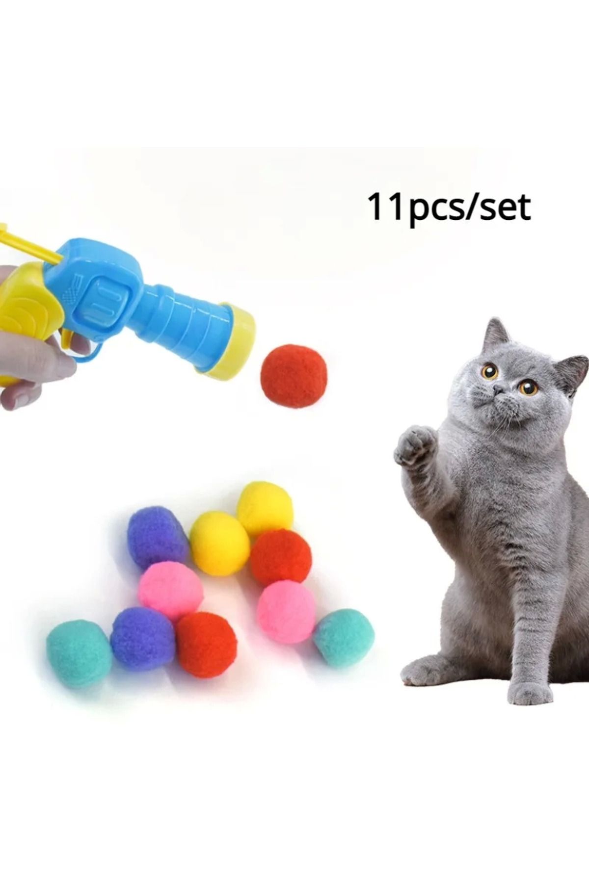 Easy Tedarik Peluş Top Atan İnteraktif Kedi Oyuncağı