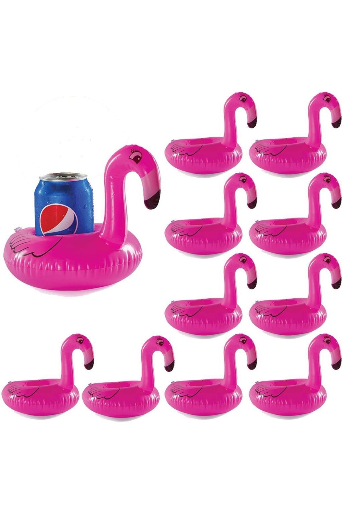 Nettenevime Set De 10 Pahare Gonflabile Și Suporturi Pentru Băuturi Cu Model Flamingo Roz - One Size