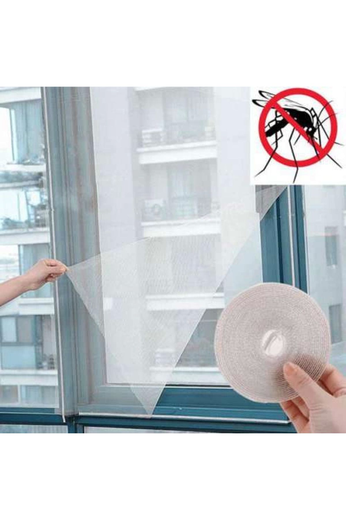 Easy Tedarik Pencere Cam Sineklik-beyaz ( 150 Cm X 100 Cm)+5m Bant