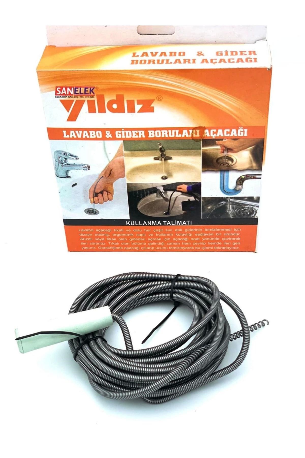 Easy Tedarik Lavabo Ve Gider Boru Açacağı Lavabo Tıkanıklık Açma Sustası 3 Metre