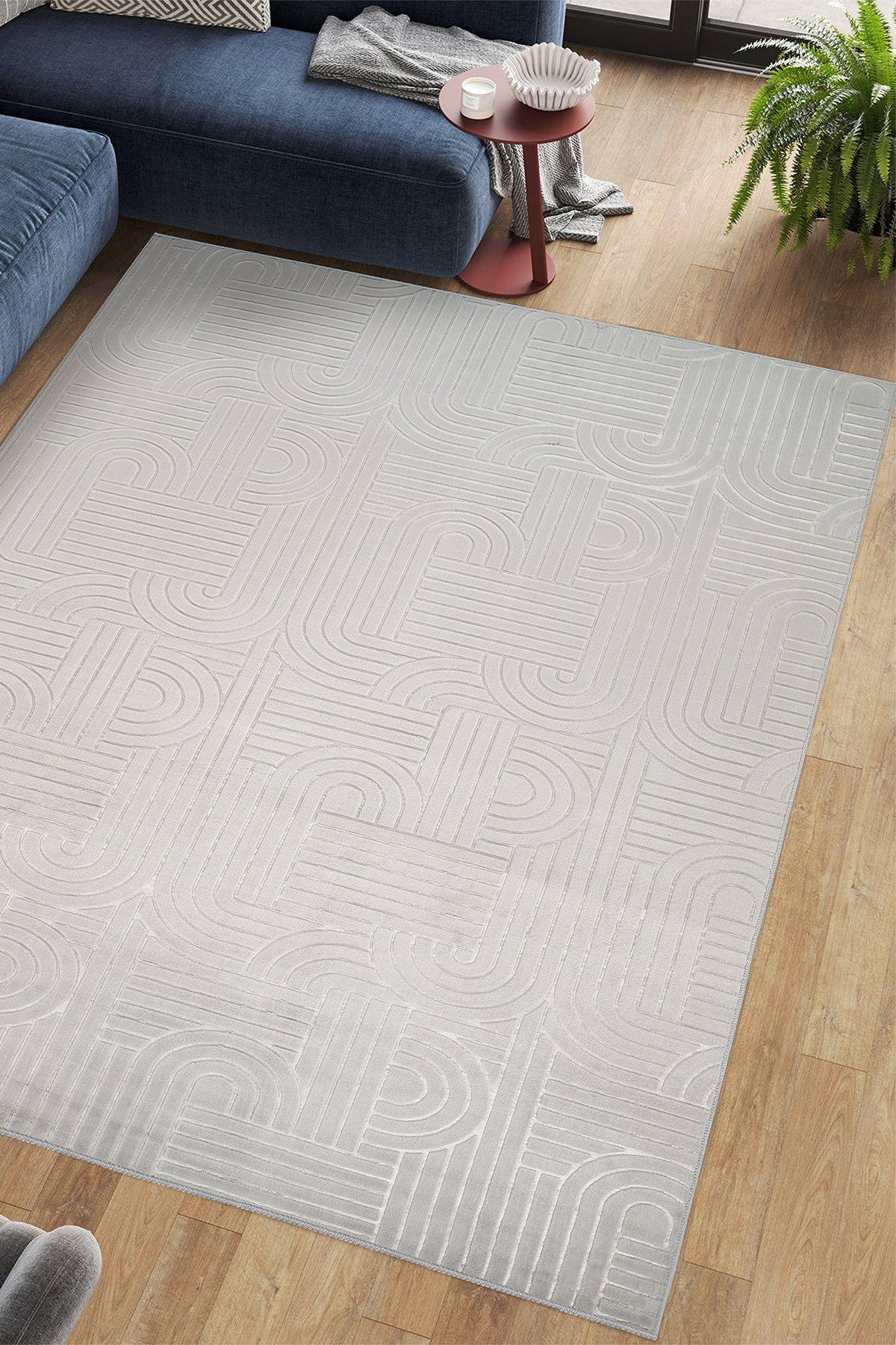 Bamboo Textured Modern Patterned Anti-Slip Base Luxury All-Season Washable Carpet Runner