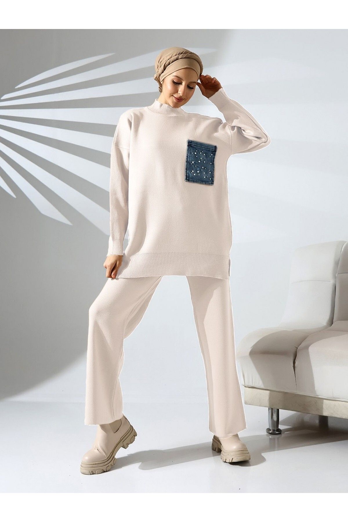 Modamorfo-One Pocket Pearl Knitwear Set 2