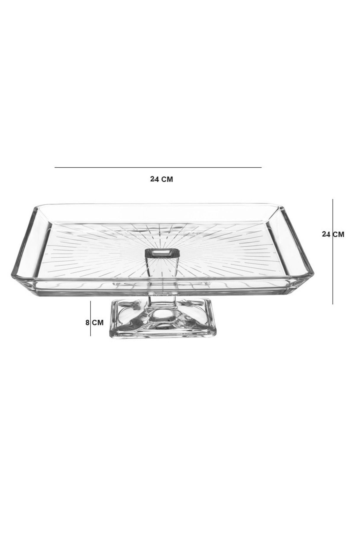 Generic-Turkish Crystal Serving Plate With Base For Sweets And Fruits Multi-Use, Size 24*24*8 Cm 5