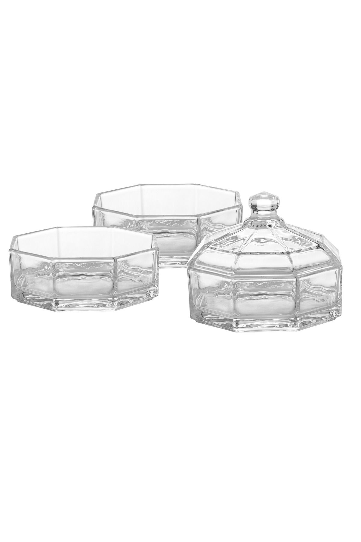 Dania-A three-tier box of sweets and nuts made of clear glass and multi-use 4