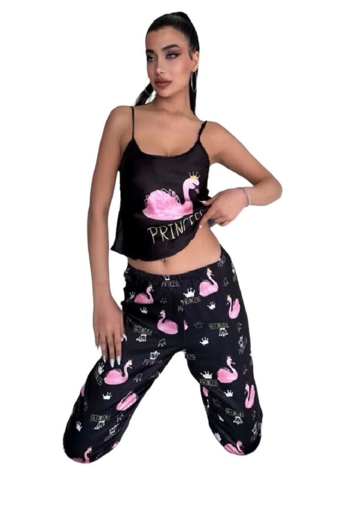 ZenWave BSMA Victoria Secret 8016 Kadın Saten Askılı Pijama Takım