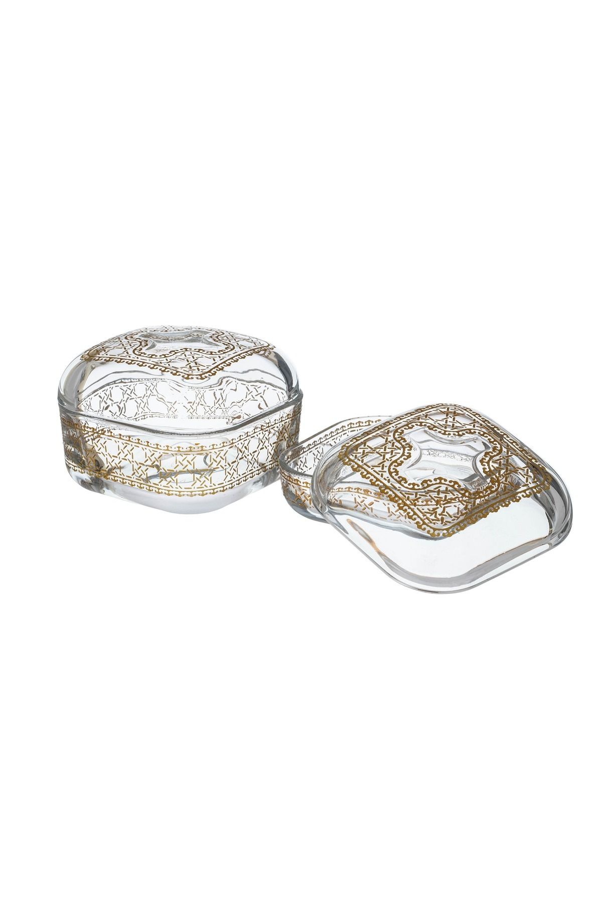 Byblos-A set of 2 canisters with a laser-cut glass lid for cheese and butter and  multi-use 4