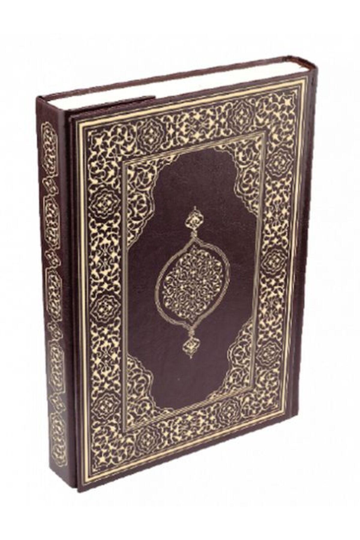 Damla Yayınevi Kur'an-ı Kerim - Orta Boy (Suni Deri Cilt Safir - Kabartmalı - Kenar Yaldızlı - Kahverengi)