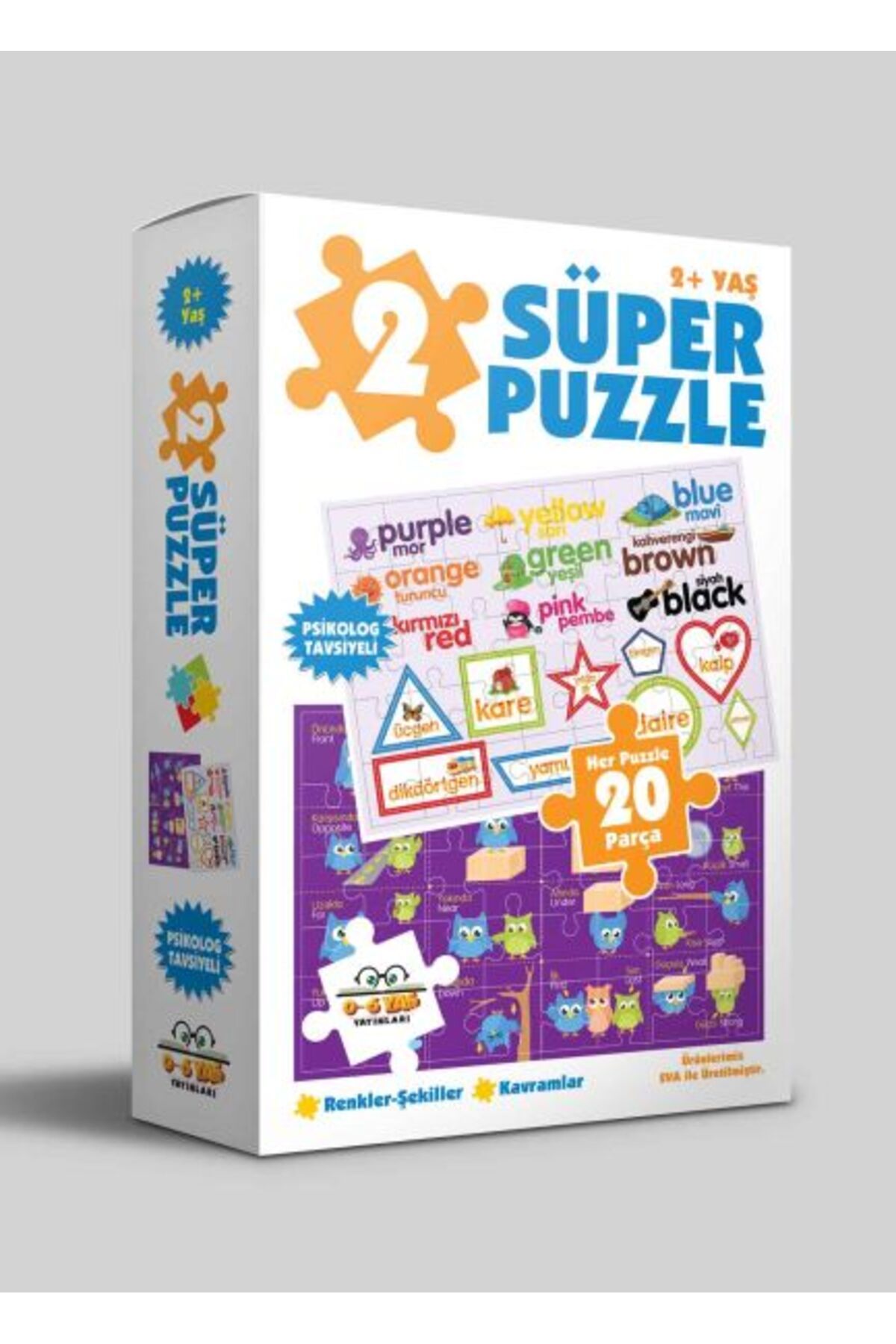 0-6 Yaş Yayınları 2 Süper Puzzle - Renkler - Şekiller - Kavramlar 2+ Yaş