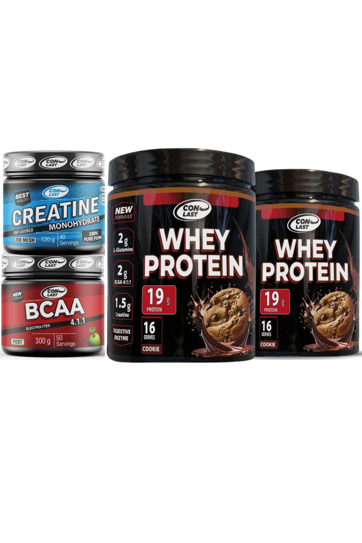 Conlast 2'li WHEY PROTEİN KURABİYELİ 400g/BCAA 300g/CREATİNE 120g