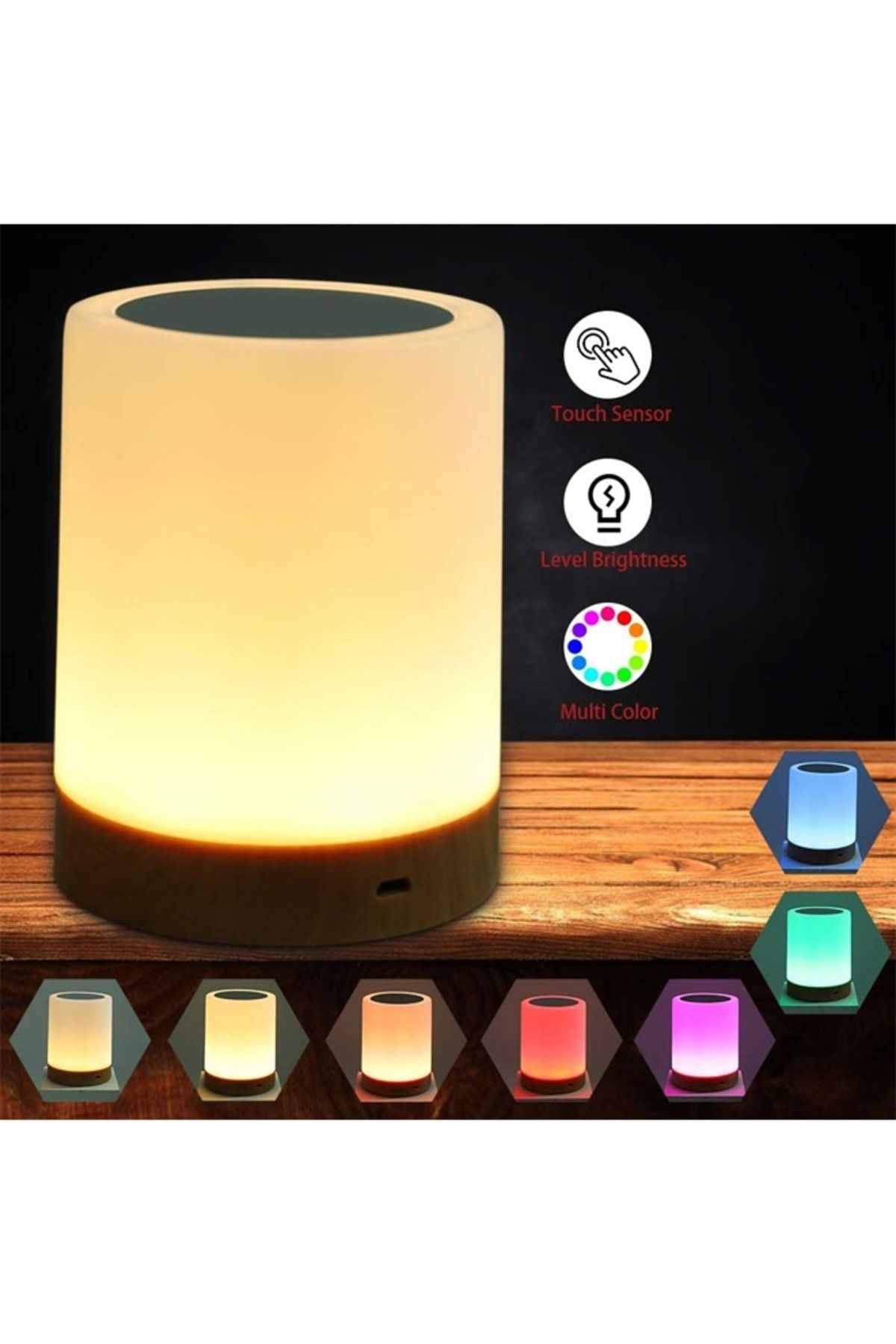 Taimi-مصباح LED ليلي يعمل باللمس مع جهاز تحكم عن بعد متعدد الألوان 3
