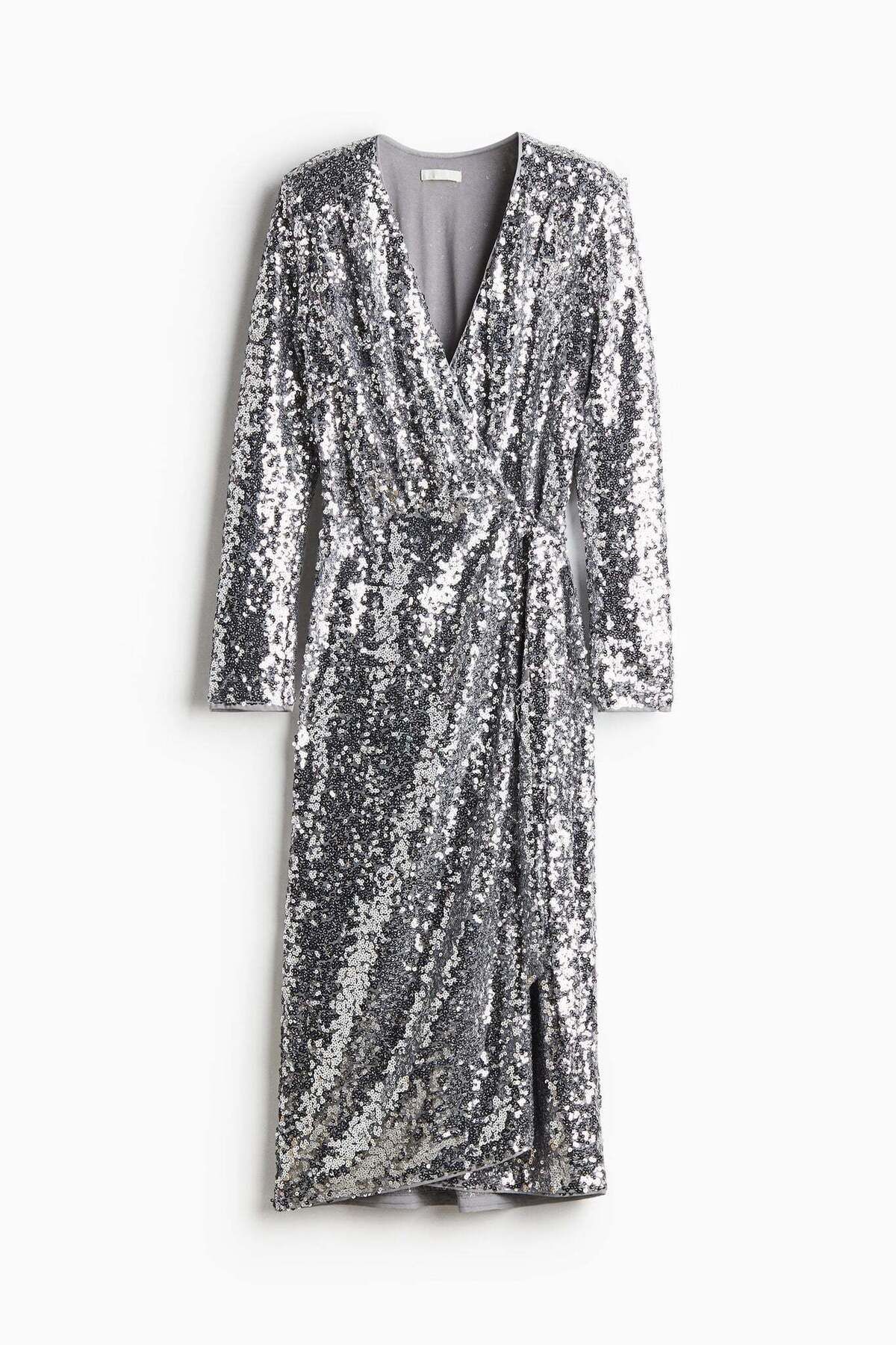 H&M-Sequined wrap dress 2