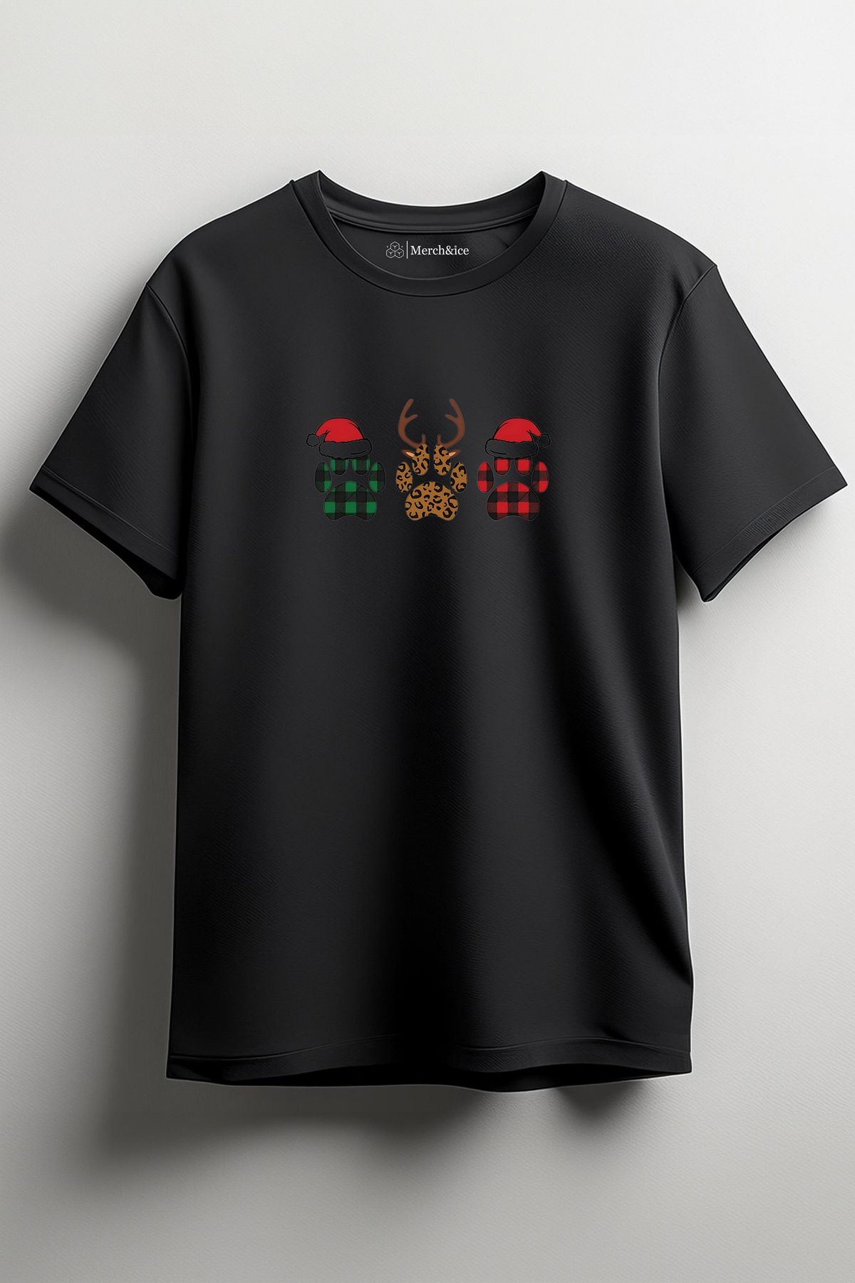 SM Satranç Medya-Deer Paws 3Pcs Christmas Printed Unisex T-Shirt 1
