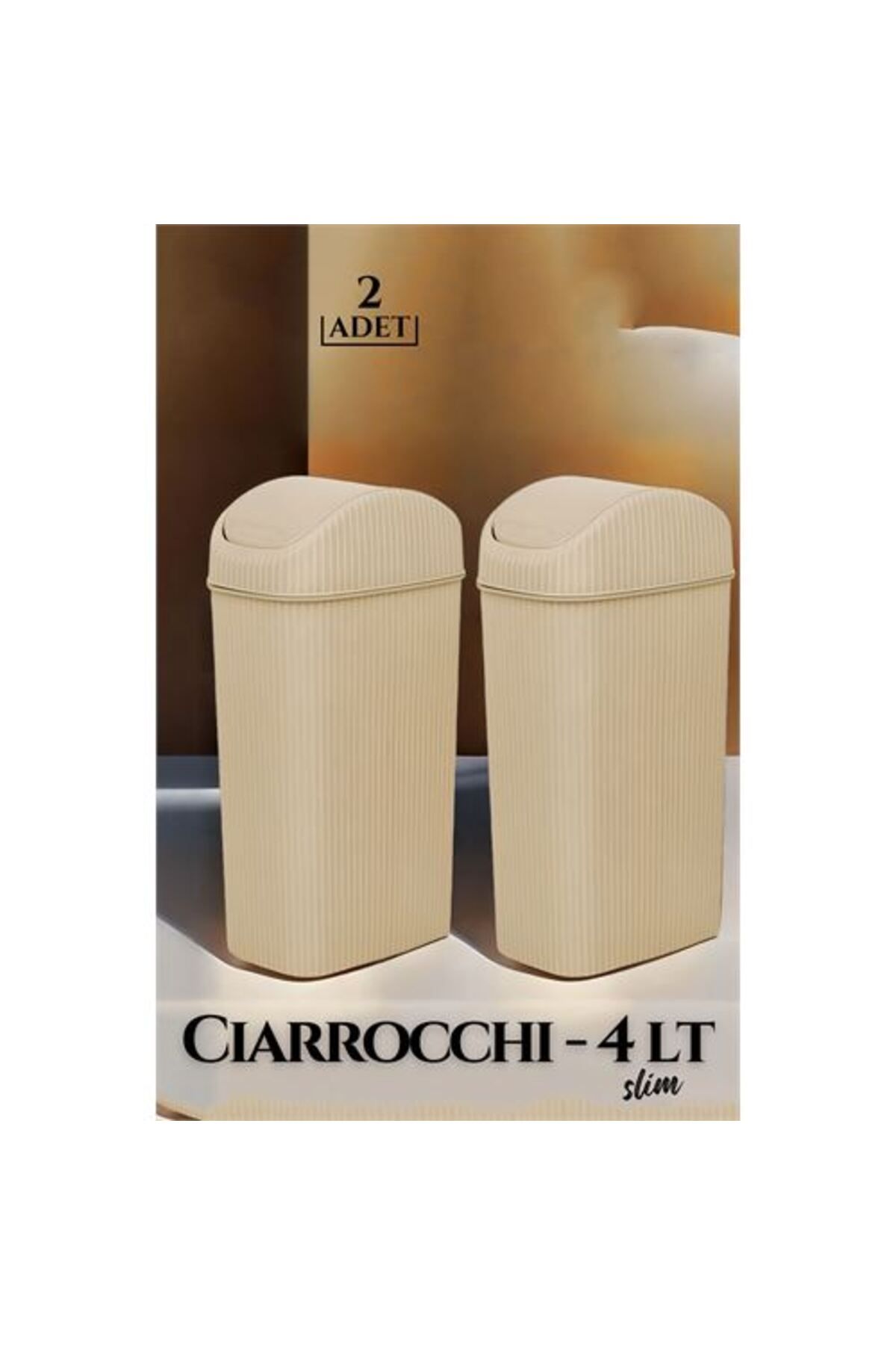 Takaz Global 4 Litre Slim Çöp Kovası Ciarrocchi Design 2 li SET