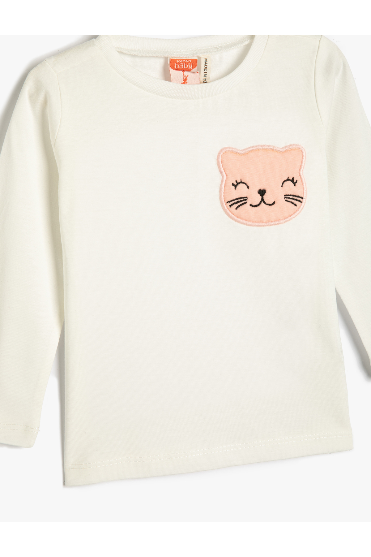 Koton Uzun Kollu Tişört Pamuklu Bisiklet Yaka Kedi Aplike Detaylı fotoğrafı 3 (önizleme)
