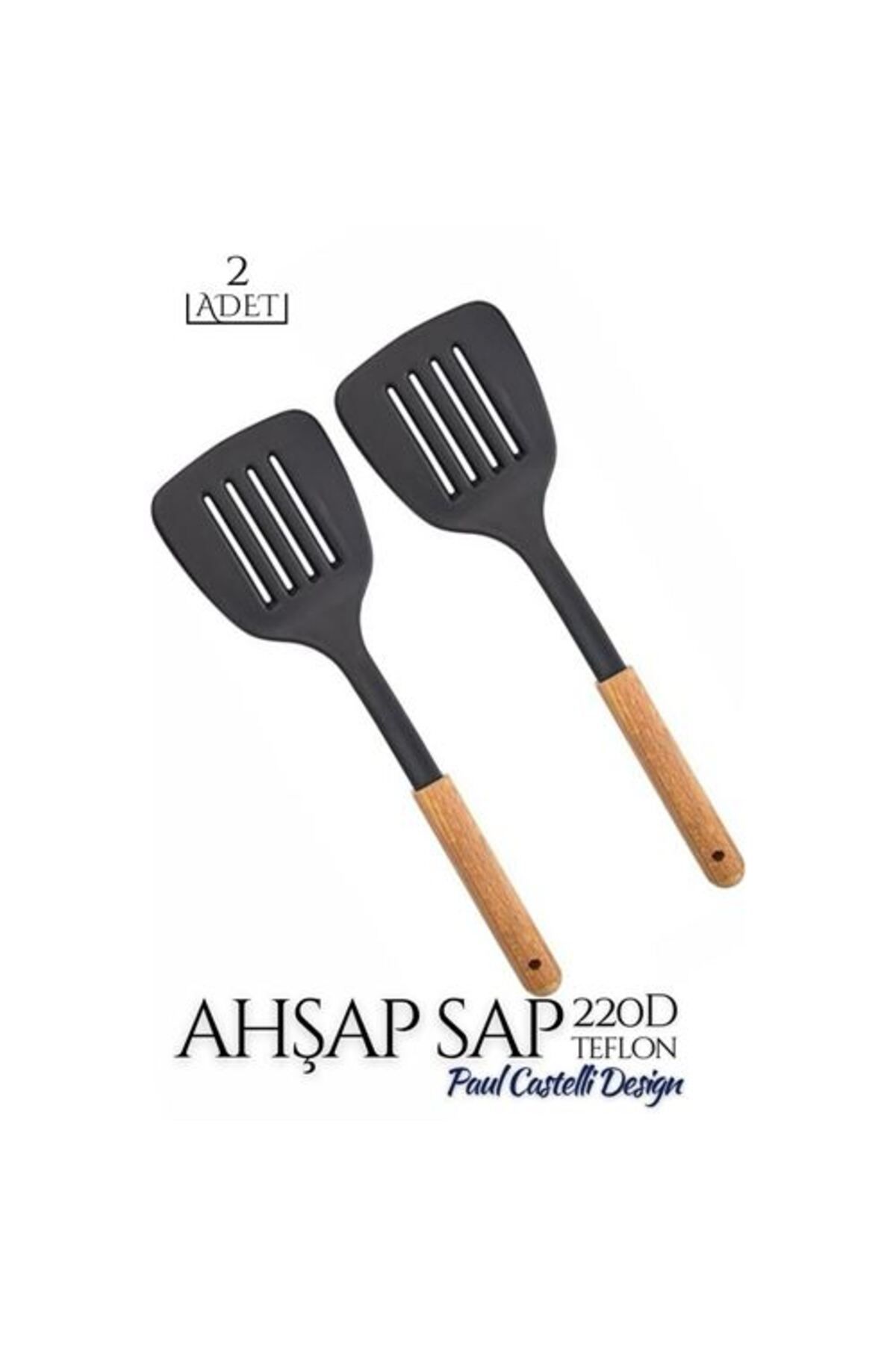 Takaz Global Ahşap Sap Teflon Teflon Yemek Spatulası 2 Li Set P.castelli Design 719002