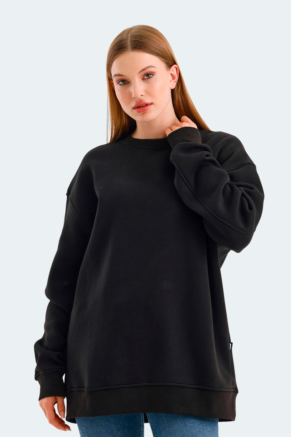 Slazenger VADIM Oversize Kadın Oversıze Siyah Sweatshirt görsel 3