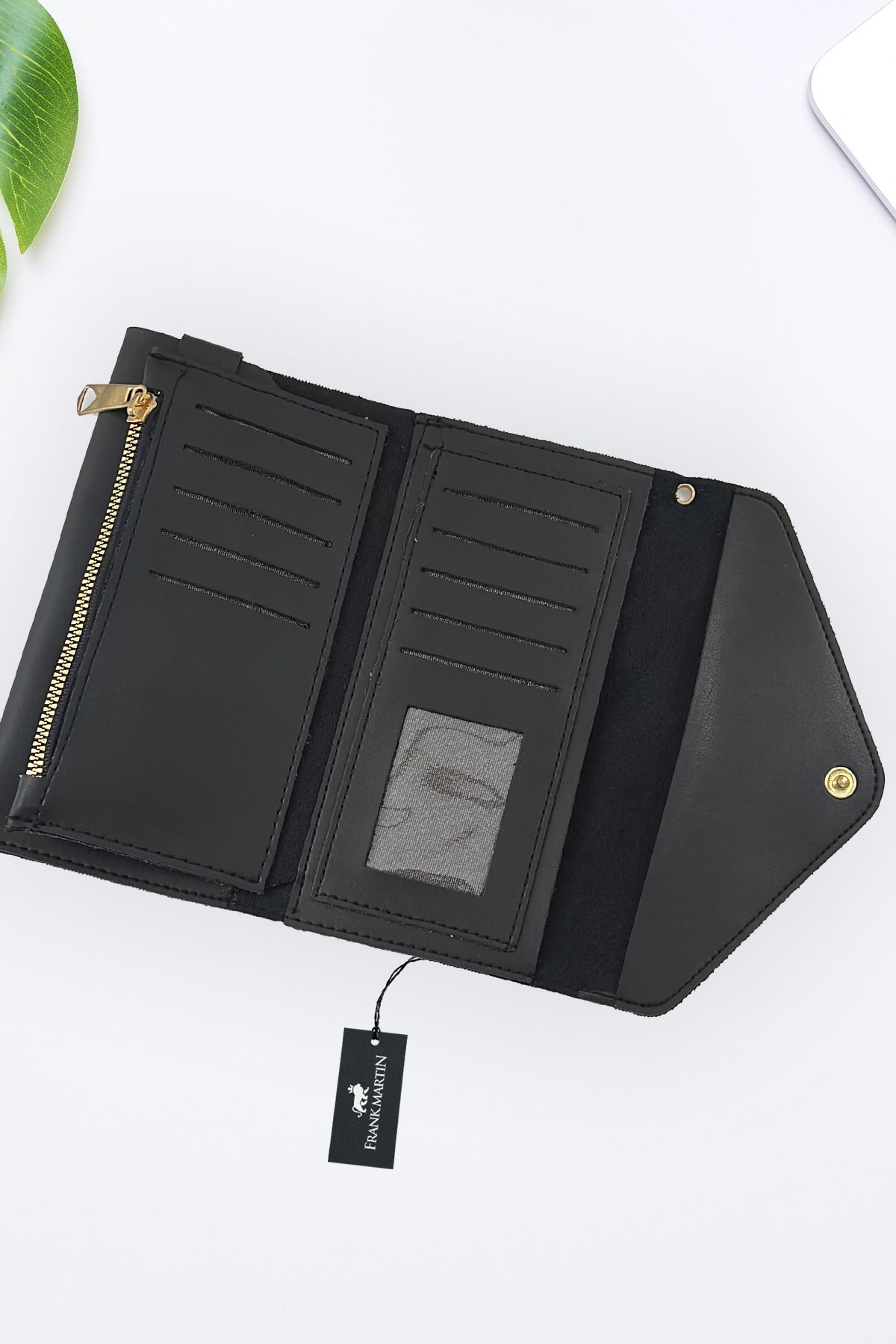 Frank Martin-Zumrut Envelope Model Portfolio with Phone, Paper and Coin Compartment, Women's Wallet, Black 4