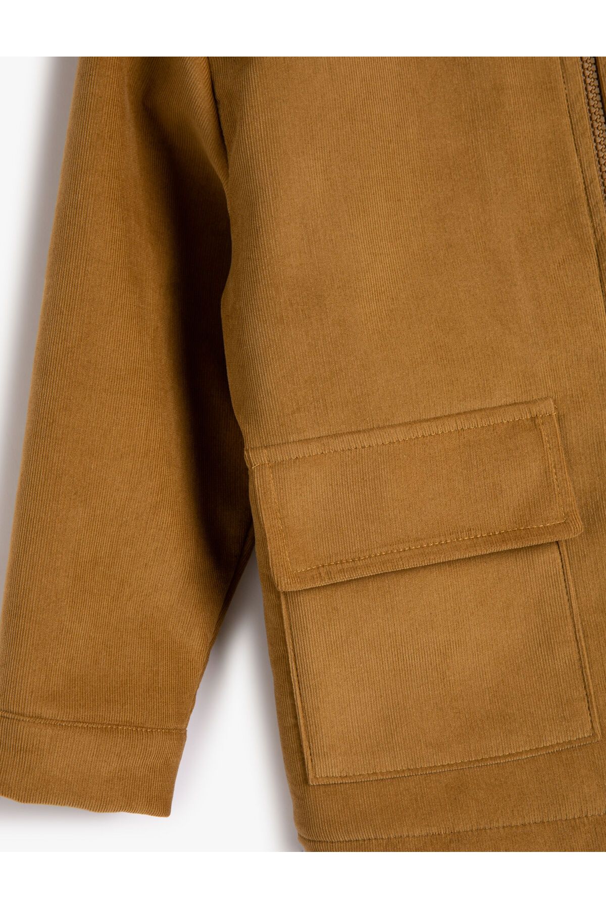 Koton-Biker Jacket with Plush Lined Corduroy with Zippered Lid and Pocket 5