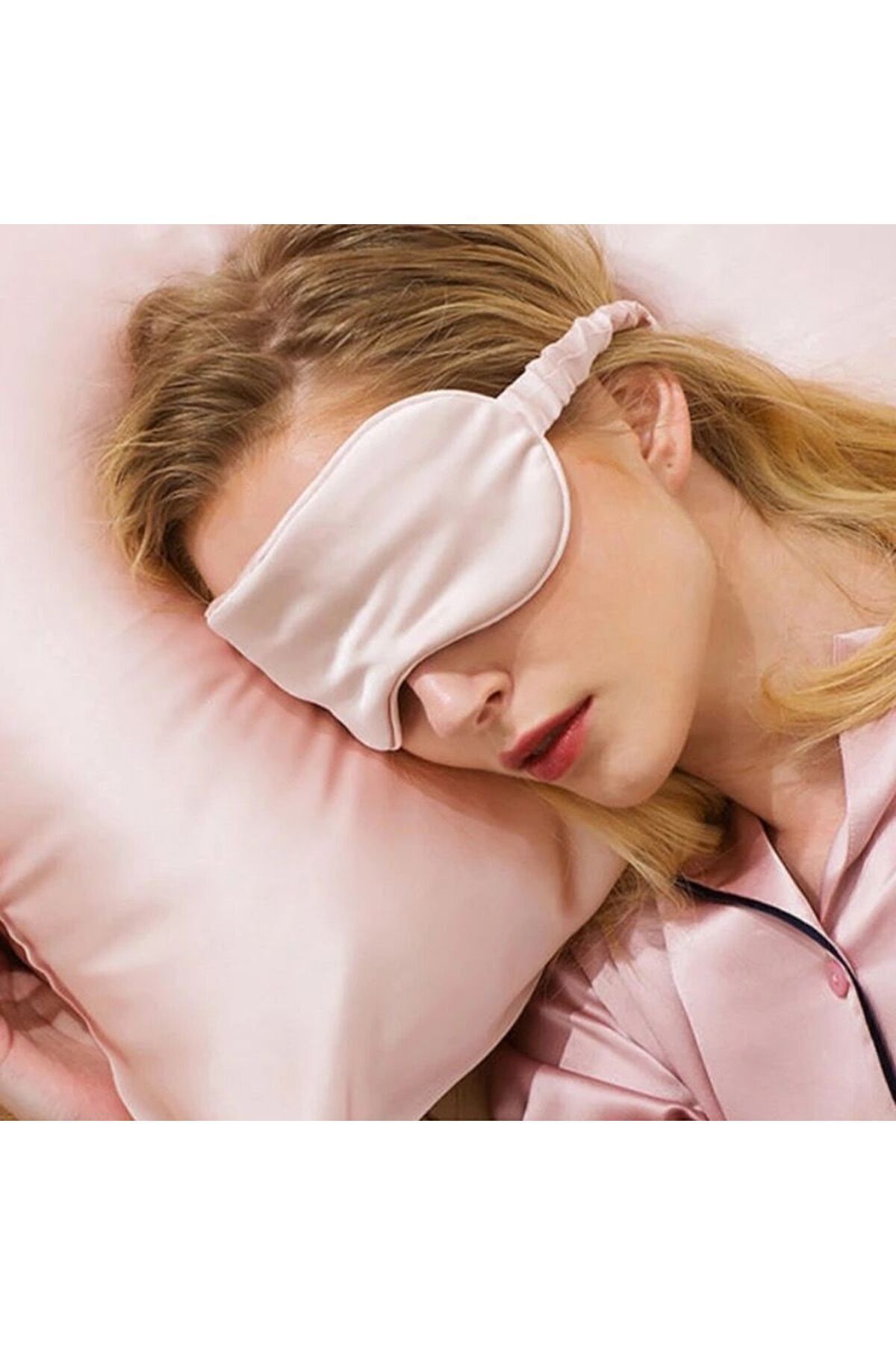 ICON SILK %100 Ipek Uyku Maskesi Göz Bandı (SEDEFLİ PEMBE)