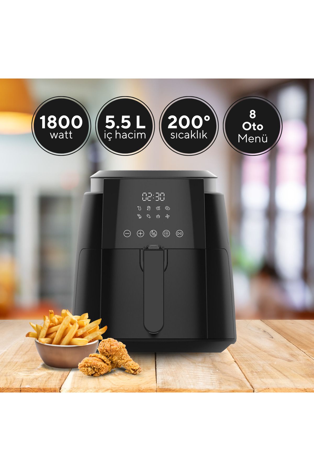 KUMTEL Digital Fastfryer XL ( Yağsız Fritöz Airfryer ) HAF-02-5