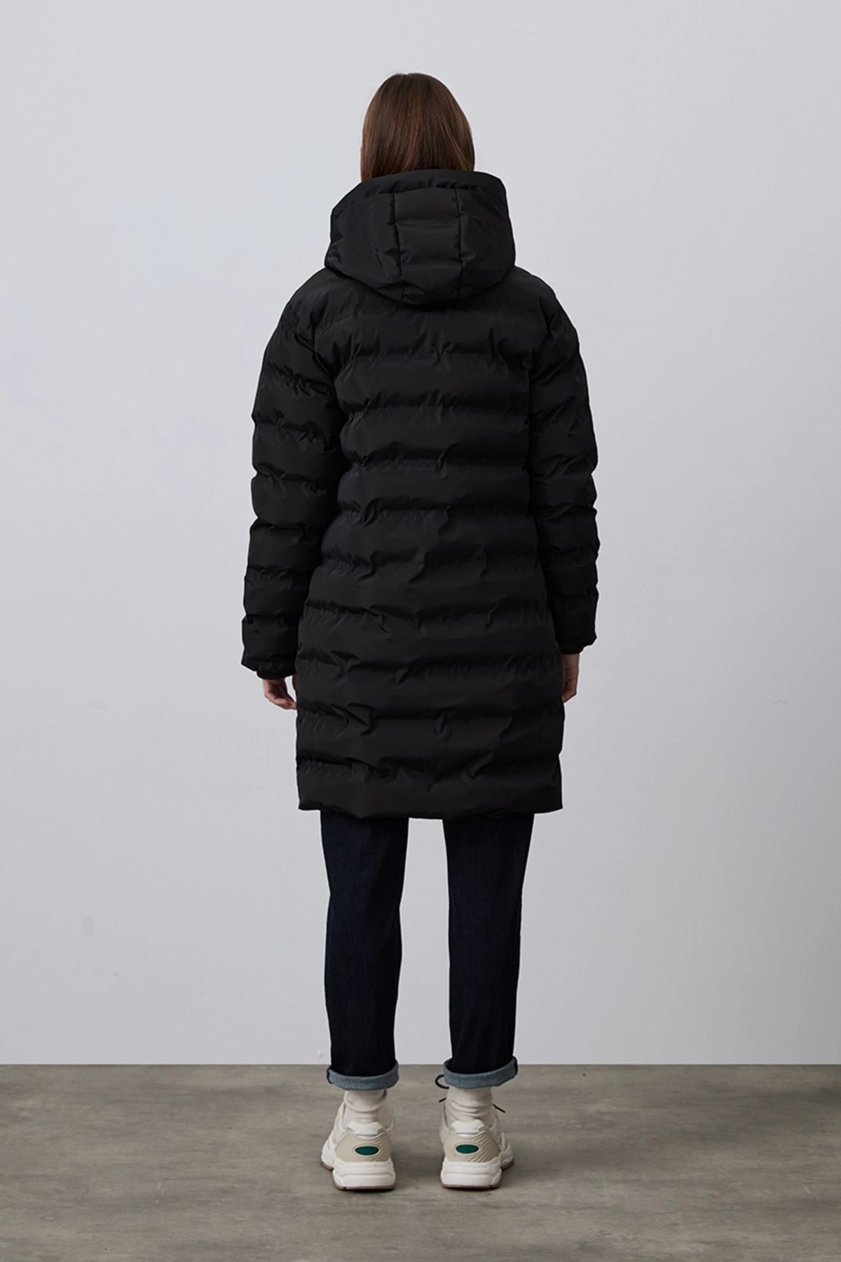 Gusto-Hooded Long Puffer Jacket - Black 6