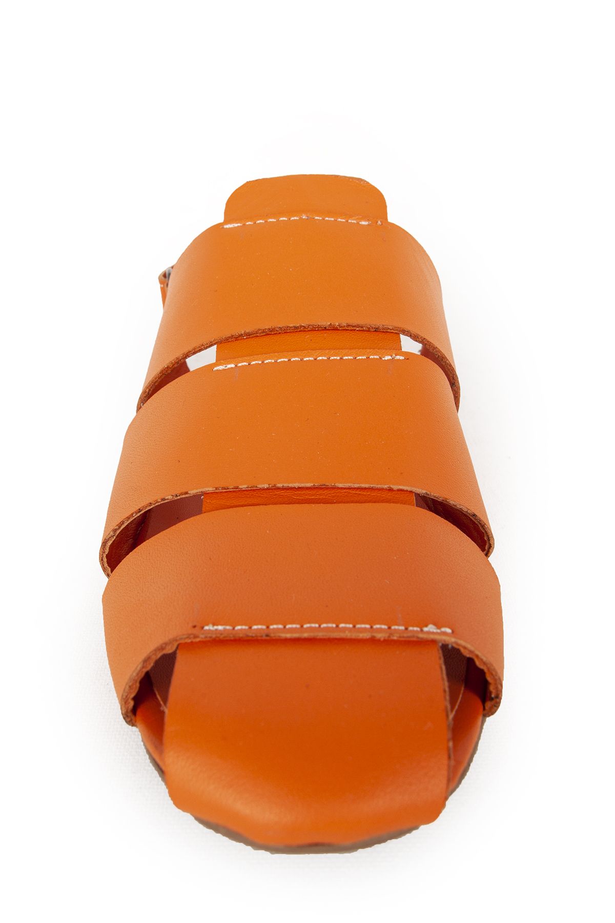 Dericlub-Dericlub Sandals for Women - Closed Front, Real Leather, Casual Zy 7987 Orange 4