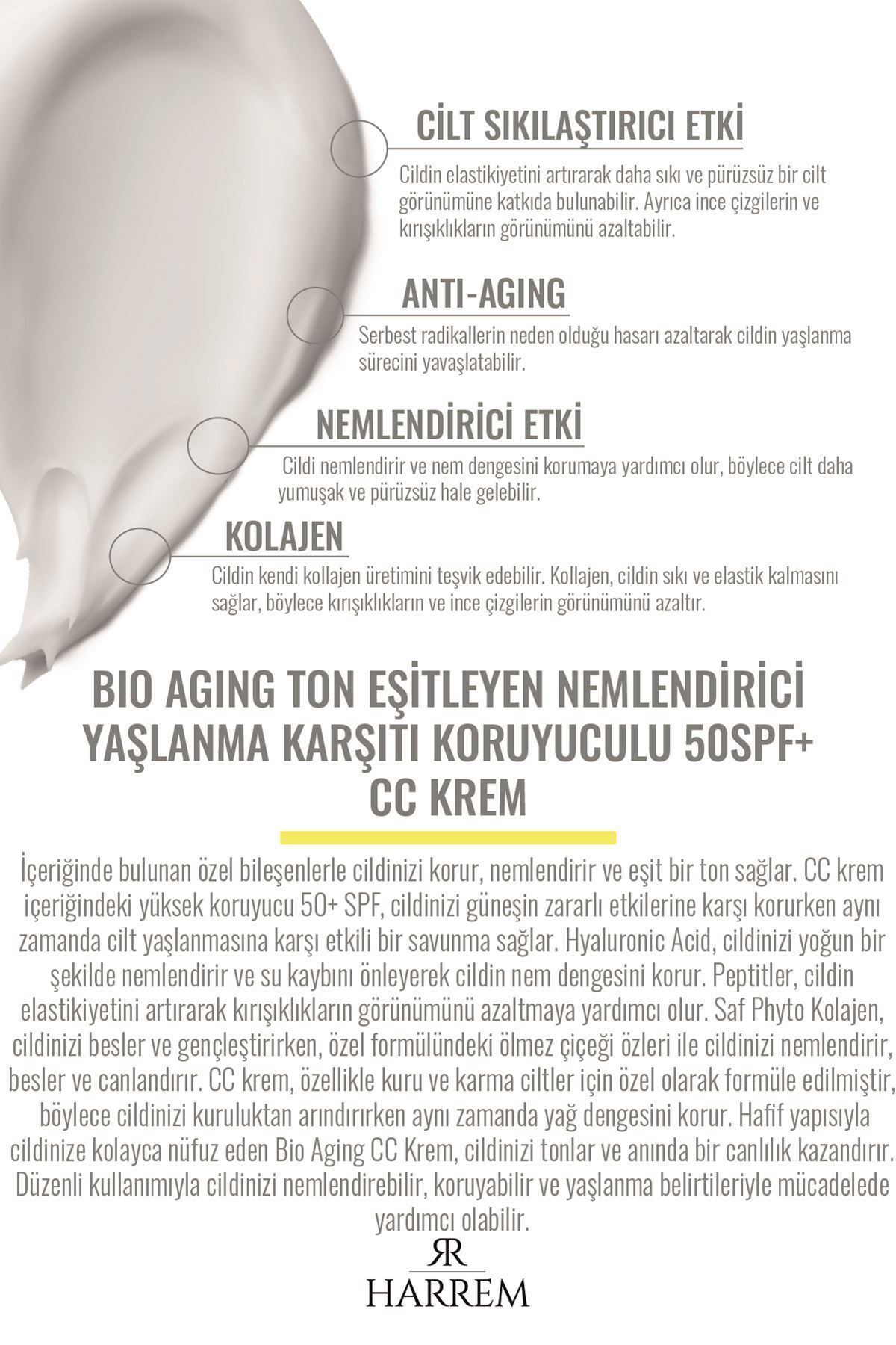 Harrem-Bio Aging Ton - 50 SPF CC Cream, High Protective and Moisturizing Processed Anti-Aging 50 ml 2