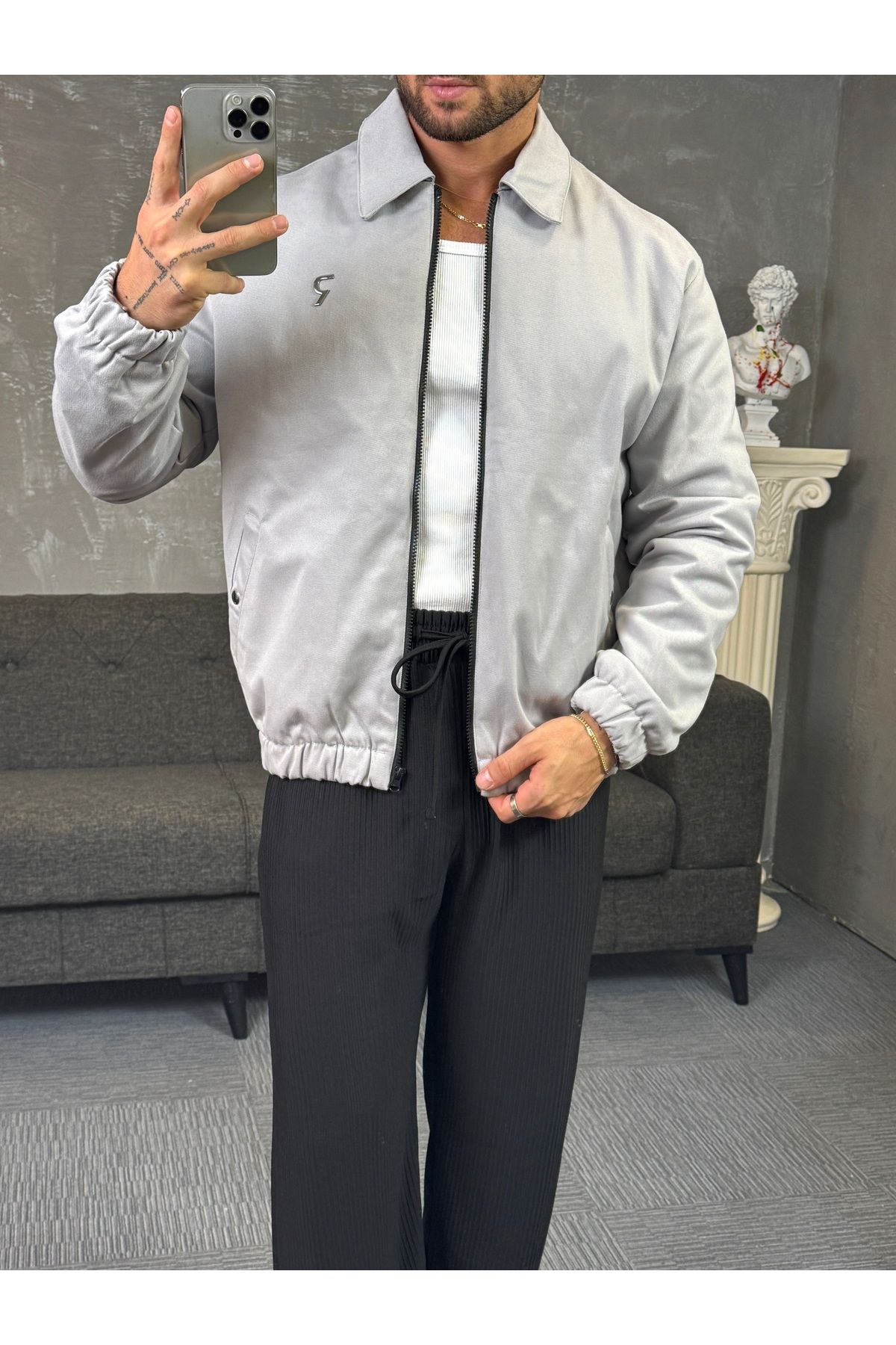UTTBASİC-Gray Rl Filled Gabardine Jacket 3