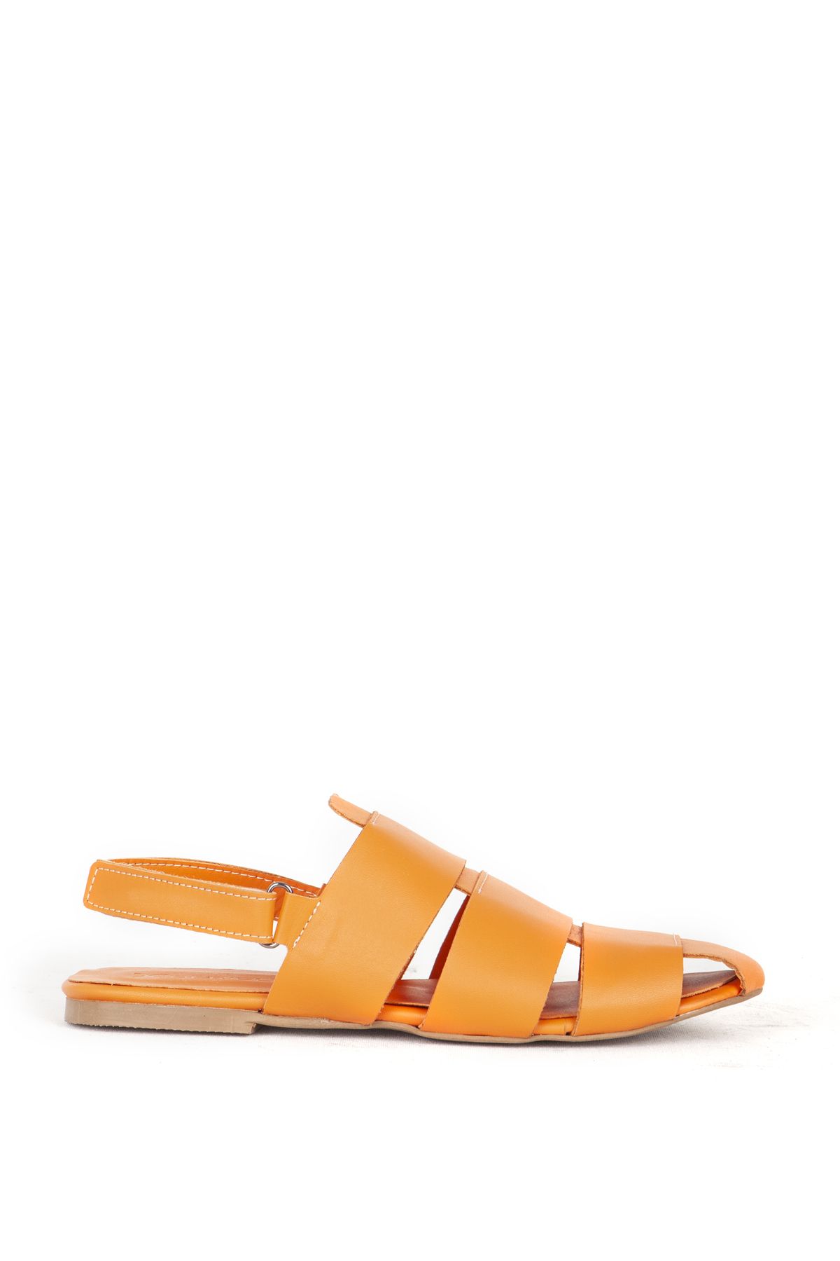 Dericlub-Dericlub Sandals for Women - Closed Front, Real Leather, Casual Zy 7987 Orange 1