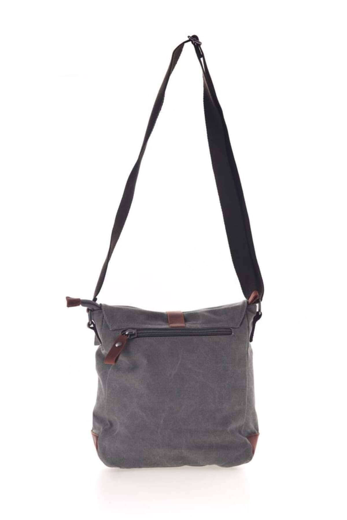 ÇÇS-Ççs 31461 Grey Canvas Postman Strap Shoulder Bag 3