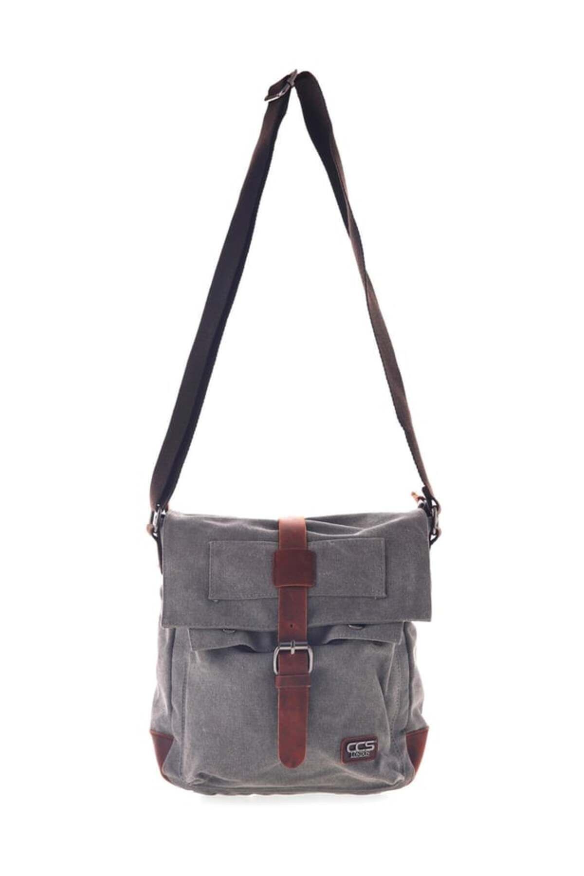 ÇÇS-Ççs 31461 Grey Canvas Postman Strap Shoulder Bag 1