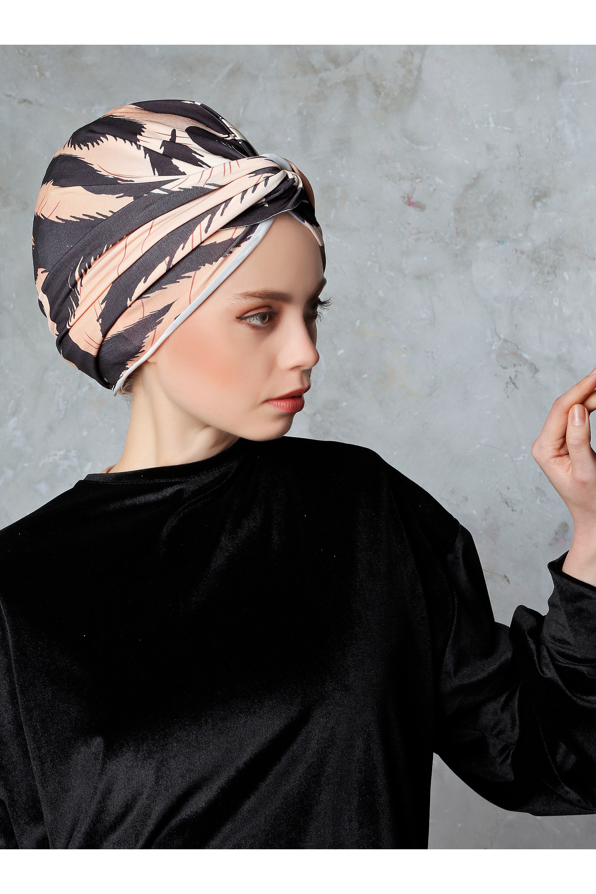 Differenza-Tiger Patterned Wrapped Bonnet - Baby Mouth 2