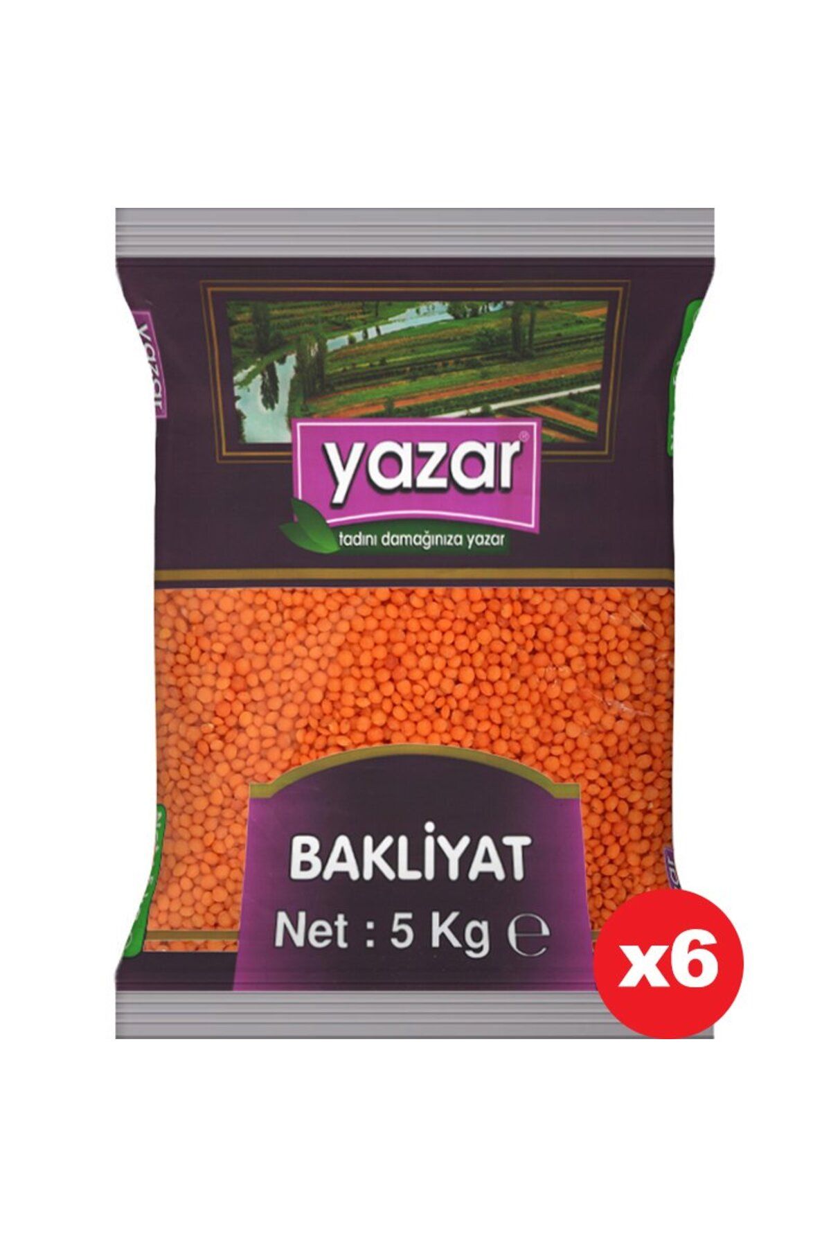 YAZAR Kırmızı Mercimek 5 Kg x 6 Paket.