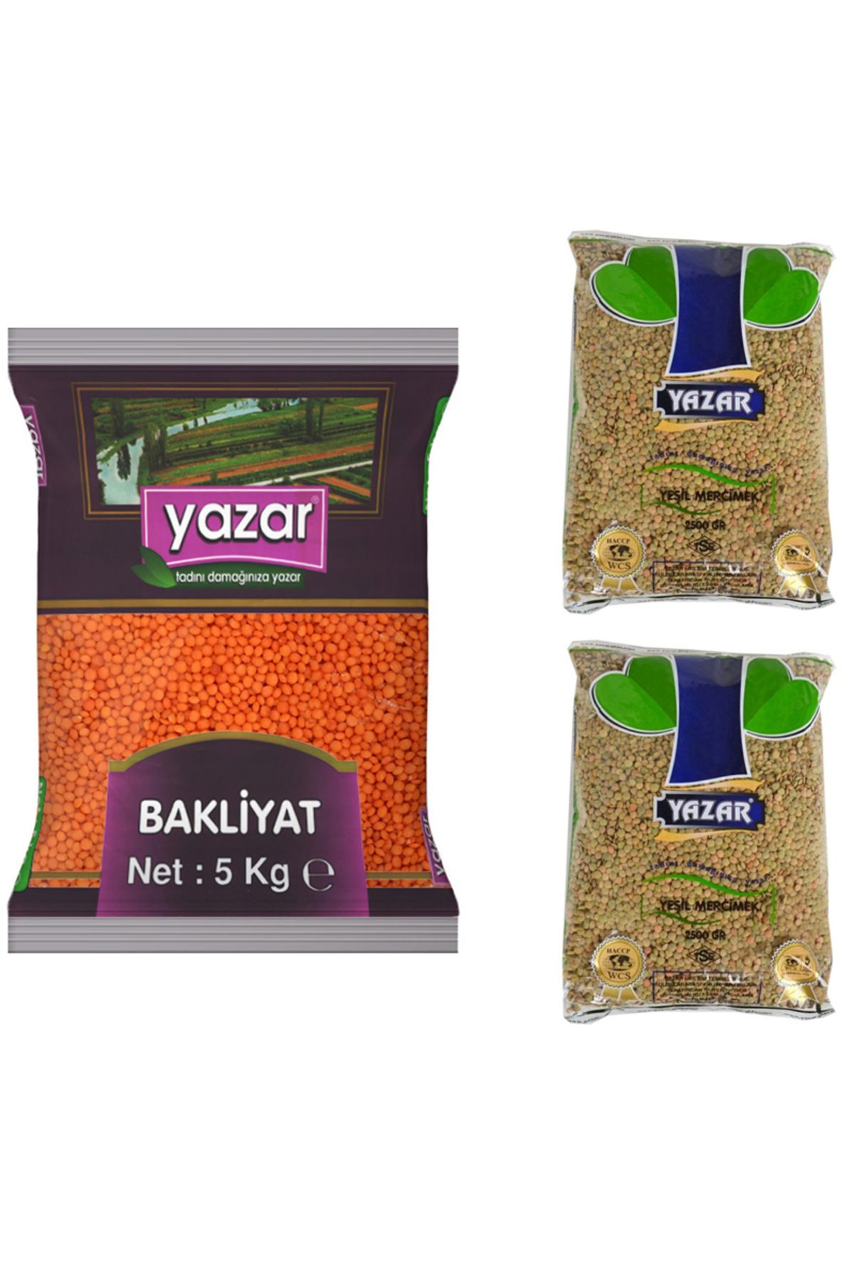 YAZAR Kırmızı Mercimek 5 Kg. + Yeşil Mercimek 5 Kg.