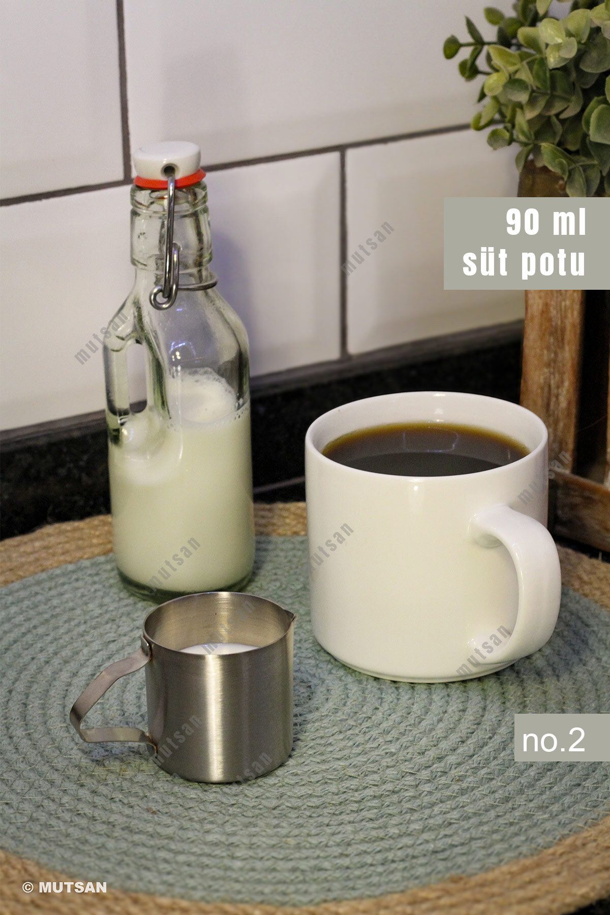 NORREN 304 Paslanmaz Çelik Mini Sütlük No.2 - 90 ml | Küçük Krema ve Süt Potu | Pitcher | Süt Sunum Kabı