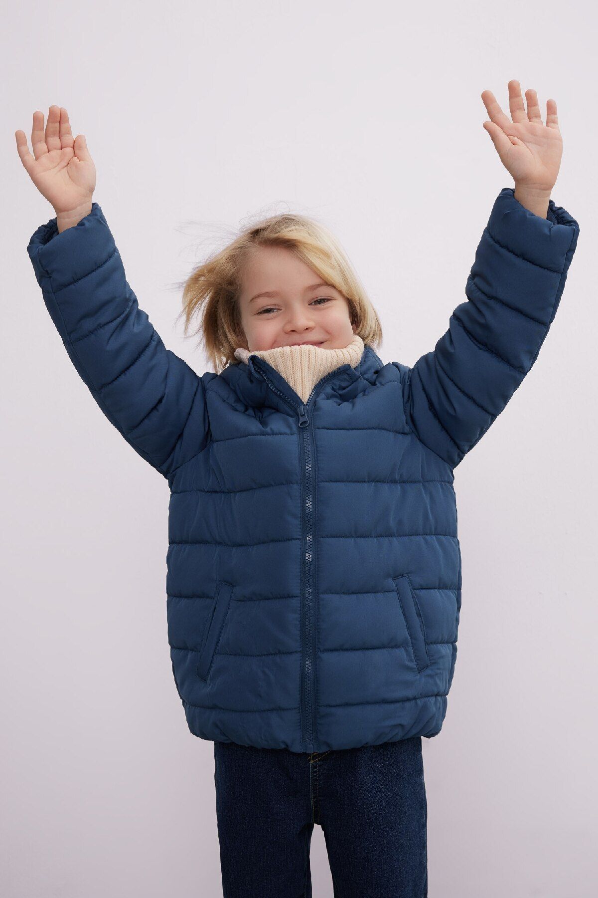 DeFacto-Baby Boy Puffer Jacket - Water Repellent, Hooded and Zippered A2859A524Au 5