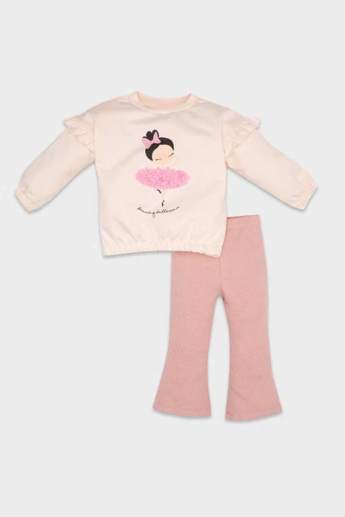 DeFacto-Ballerina Printed Baby Girl Cotton Sweatshirt and Ribbed Leggings Set - D6203A5Ns 1