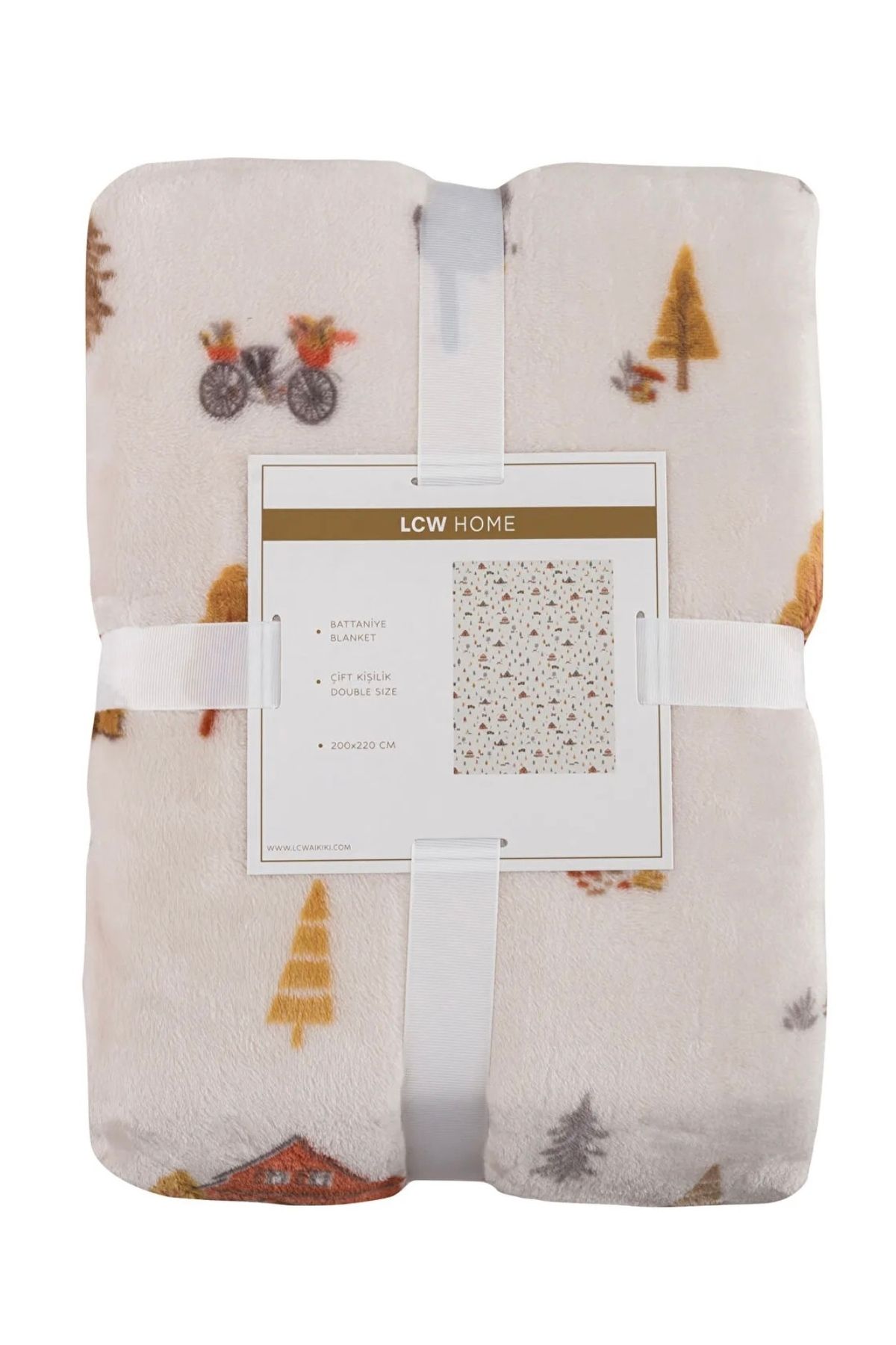 LC Waikiki-Lcw Home Beige Printed Double Blanket 200X220 cm 4