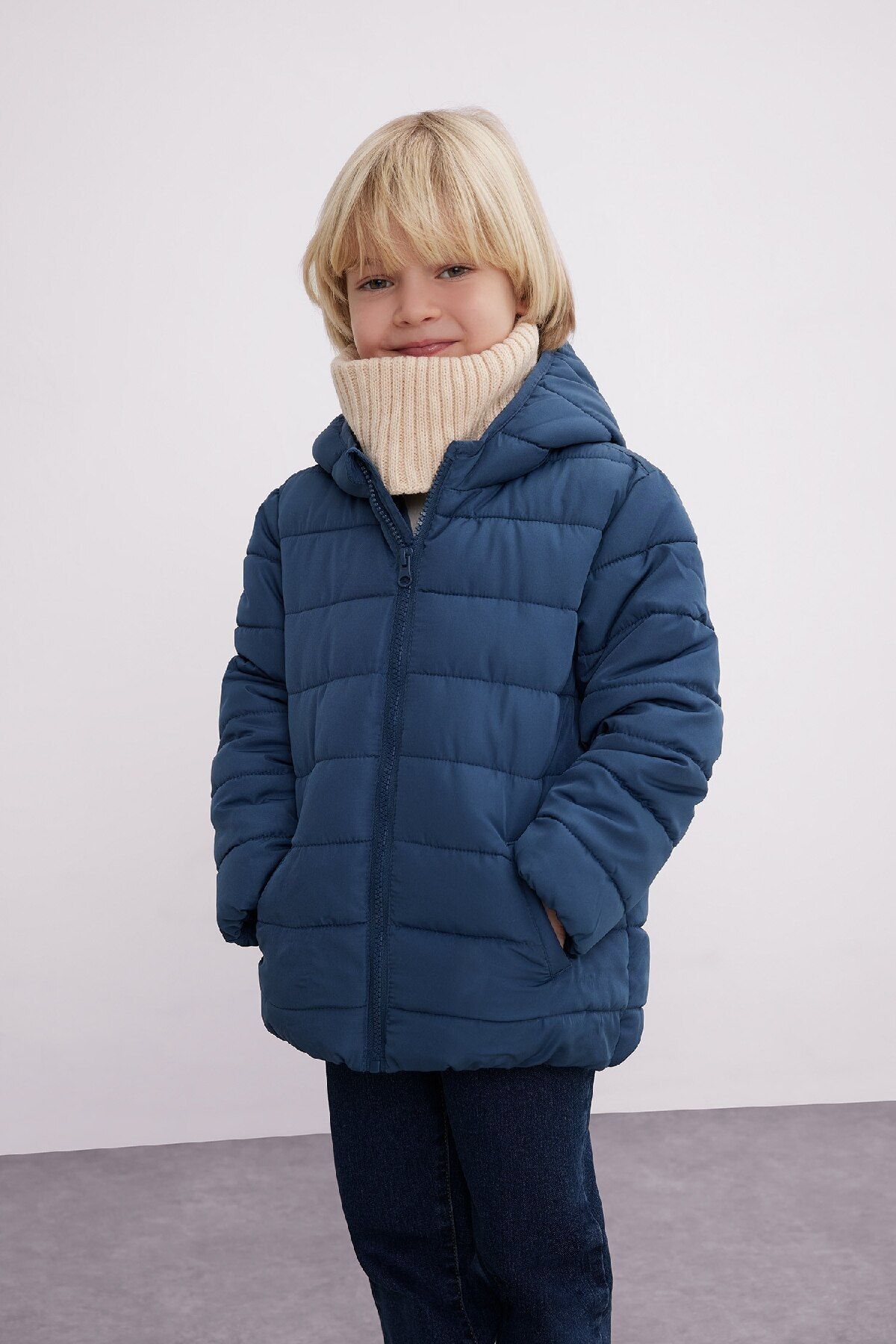 DeFacto-Baby Boy Puffer Jacket - Water Repellent, Hooded and Zippered A2859A524Au 1