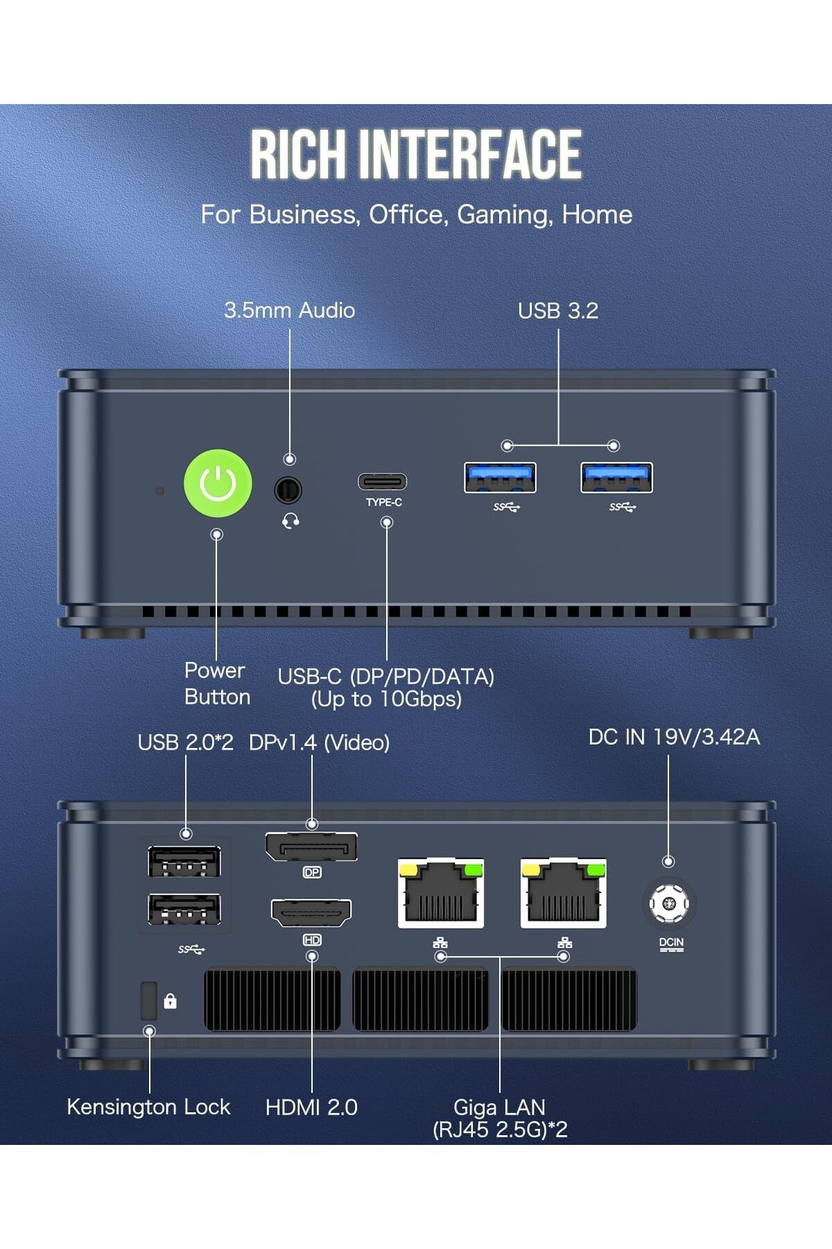 GMKtec-NucBox M5 Plus Desktop Ultracompact Mini PC Gaming, Desktop Computer Windows 11 Pro, AMD Ryzen 7 6
