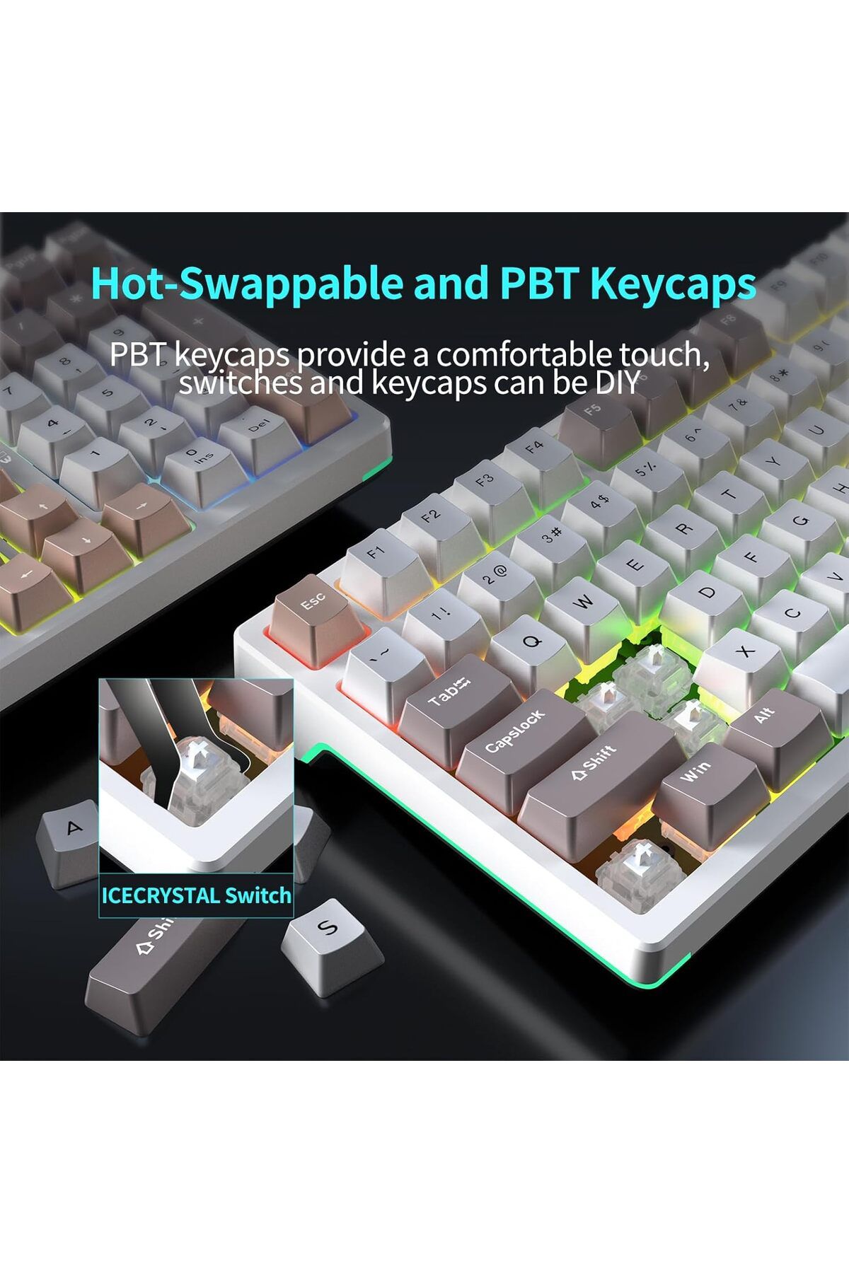 Aula-F98 95% Tri-Mode RGB Wireless Mechanical Gaming Keyboard, Pre-lubed Nimbus V3 Switches Hot-swappable 6