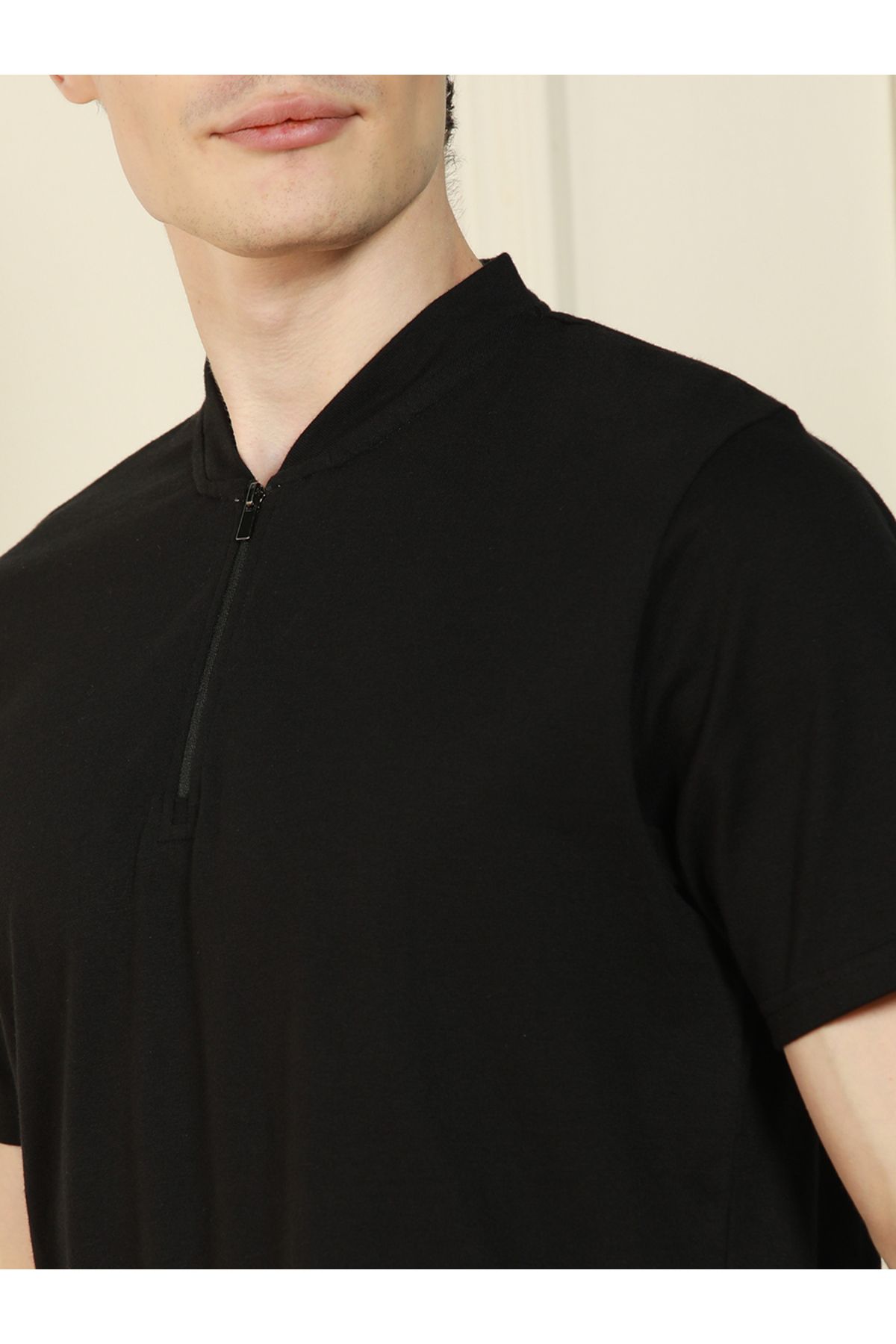 Dennis Lingo By Styli-Henley Neck Solid Cotton T-Shirt 2