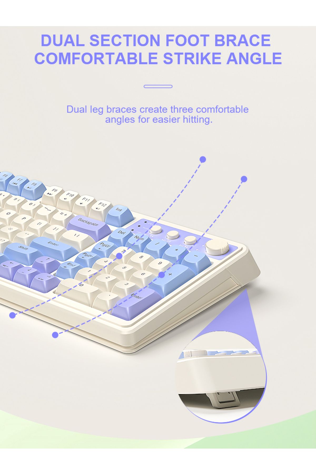 Aula-S99 Keys Tri-Mode with Media Knob Programmable Membrane Computer RGB Wireless Creamy Gaming Keyboard 4