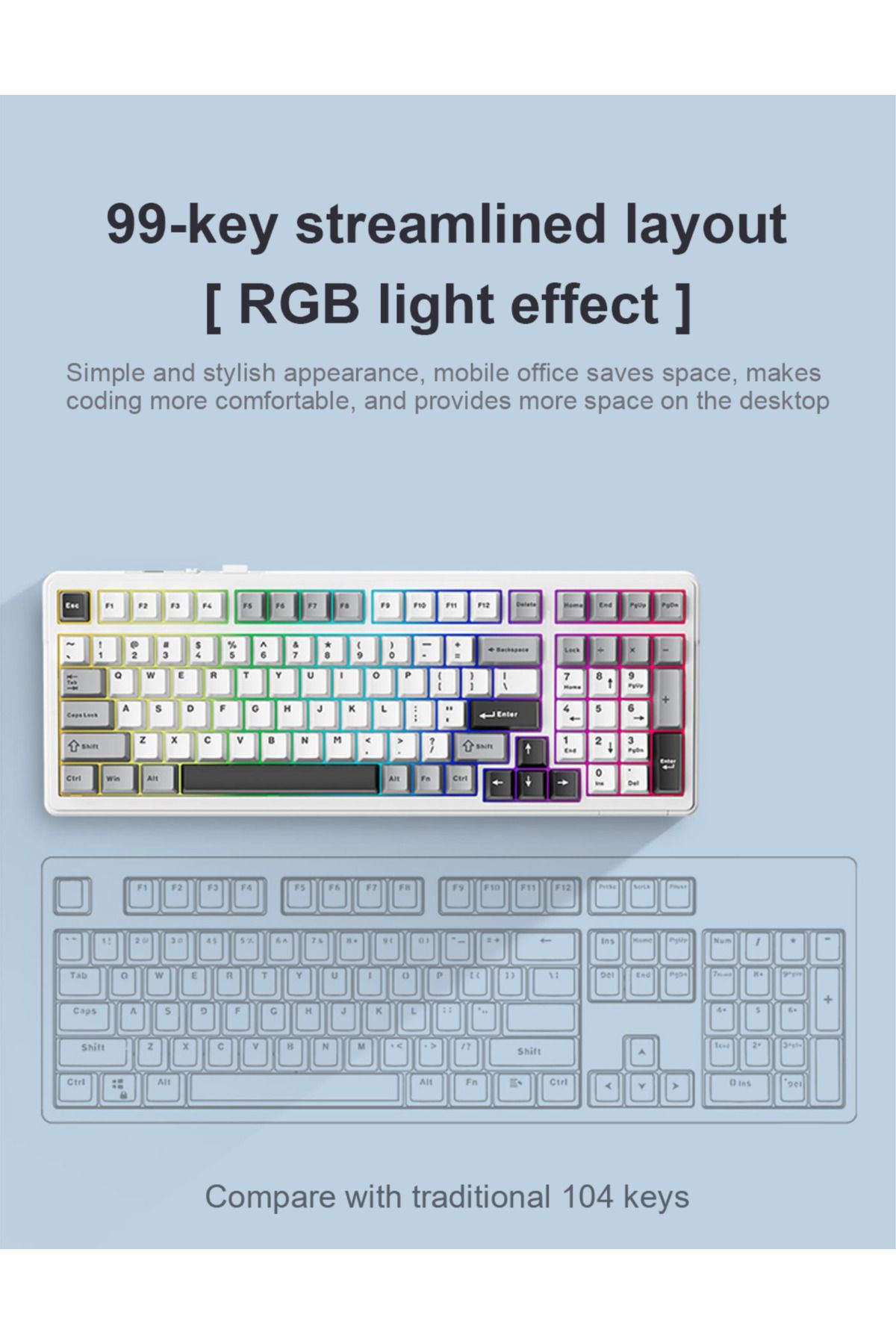 Aula-F99 95% Tri-Mode RGB Wireless Mechanical Gaming Keyboard, Pre-lubed Reaper Switches Hot-swappable 5