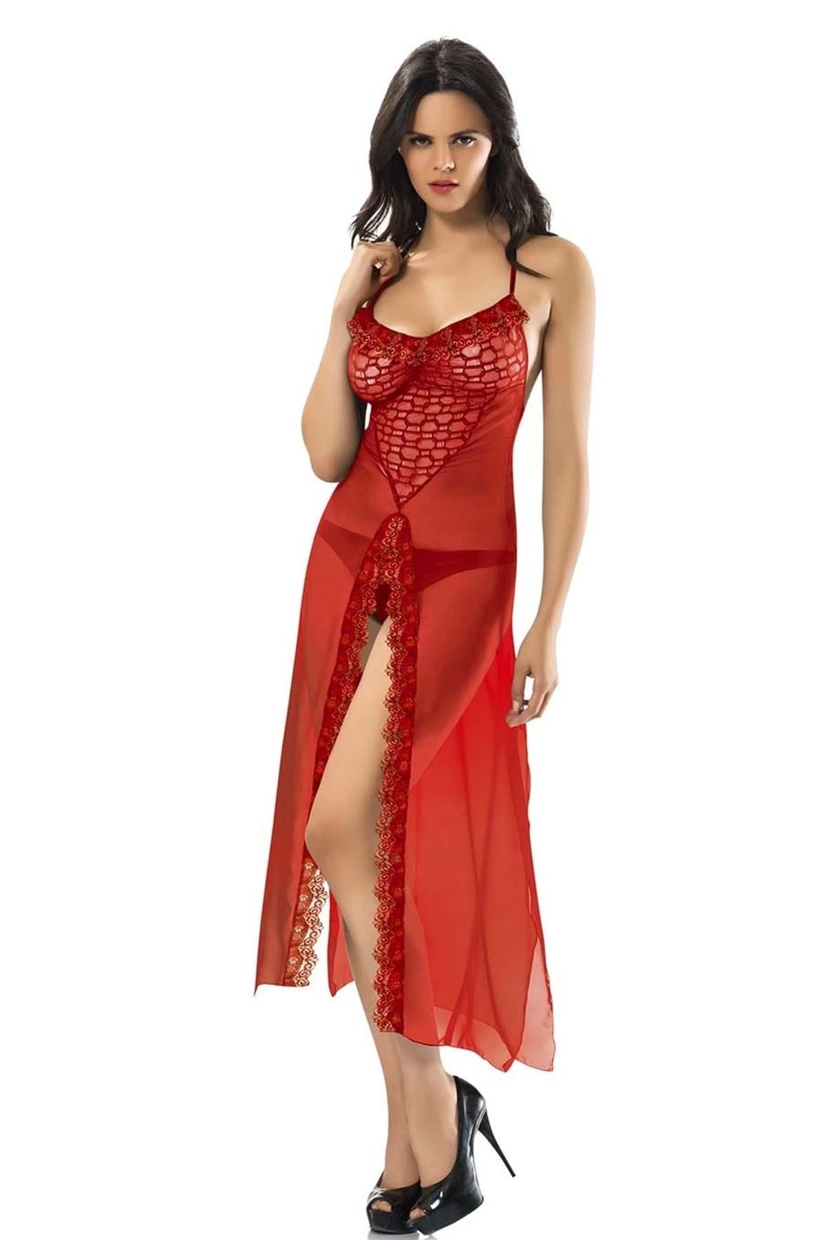 Raftantopla-Red Chiffon Nightgown - 222 1