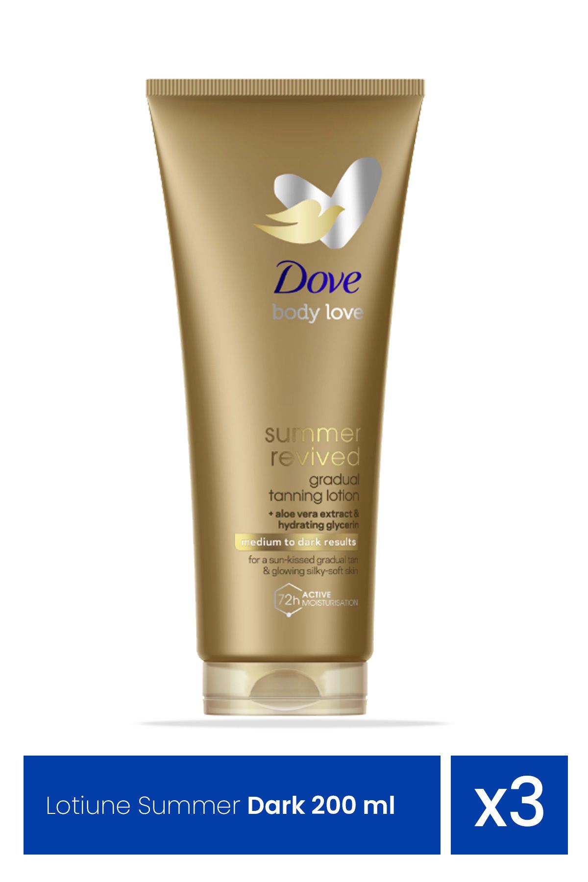 Dove-LOTIUNE CORP AUTOBRONZANTA 200ML SUMMER MED/DARK x 3 pieces 1